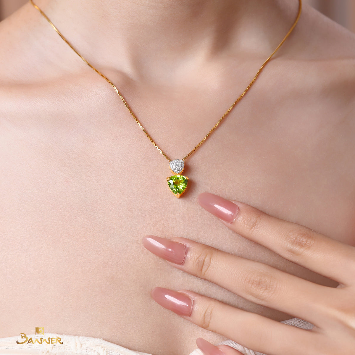 Peridot and Diamond Two-Tier Pendant
