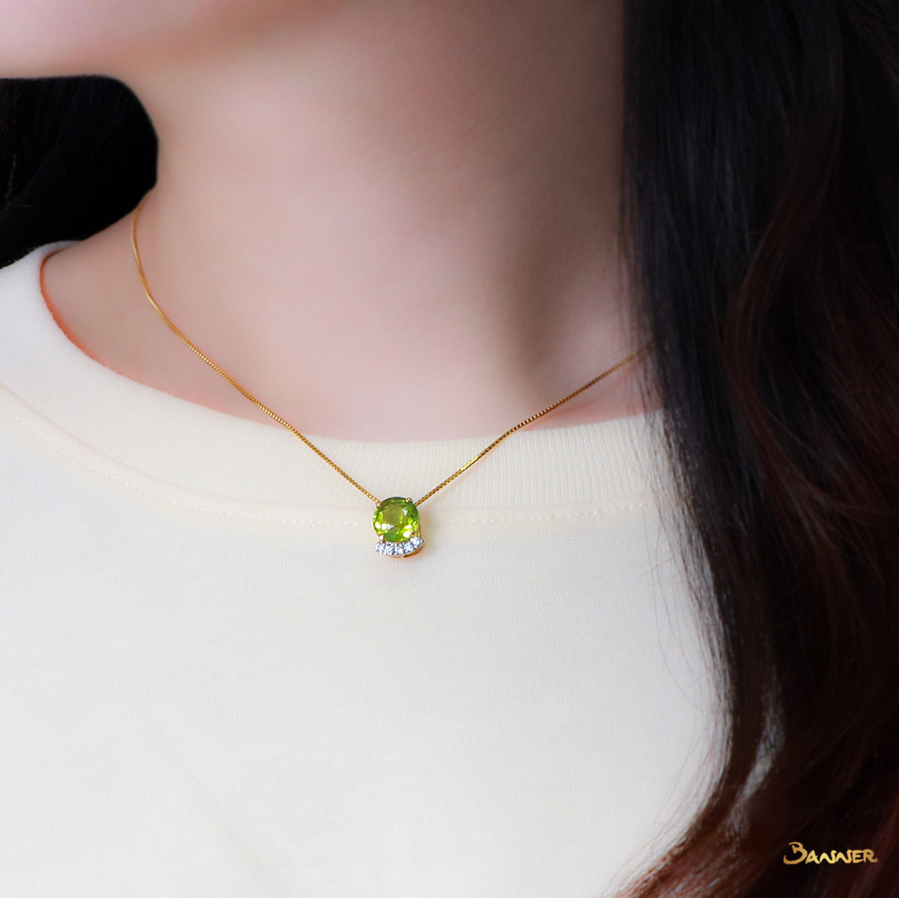 Peridot and Diamond Pendant