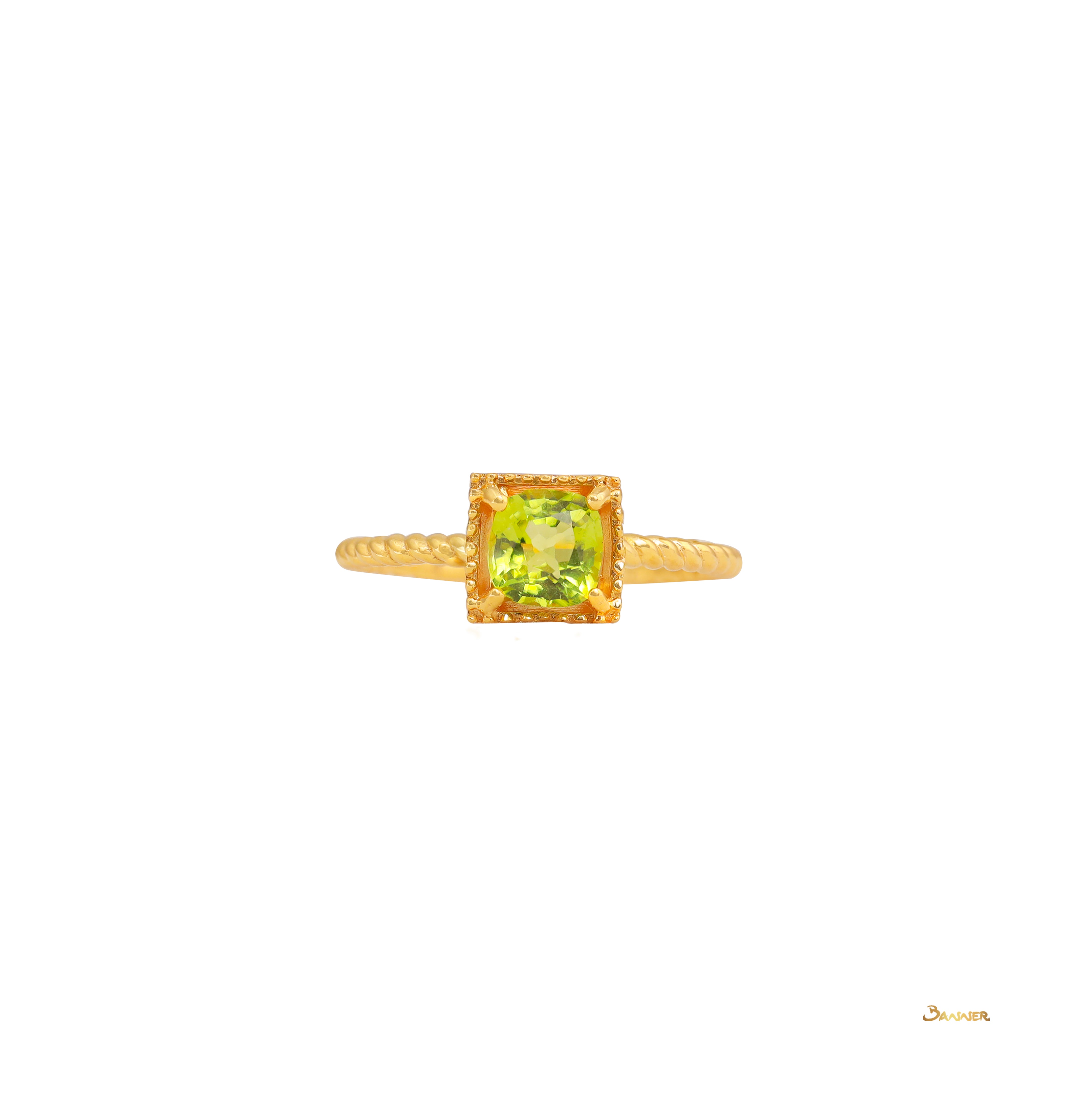 Peridot Square Ring