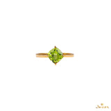 Rectangle-cut Peridot Solitaire Ring