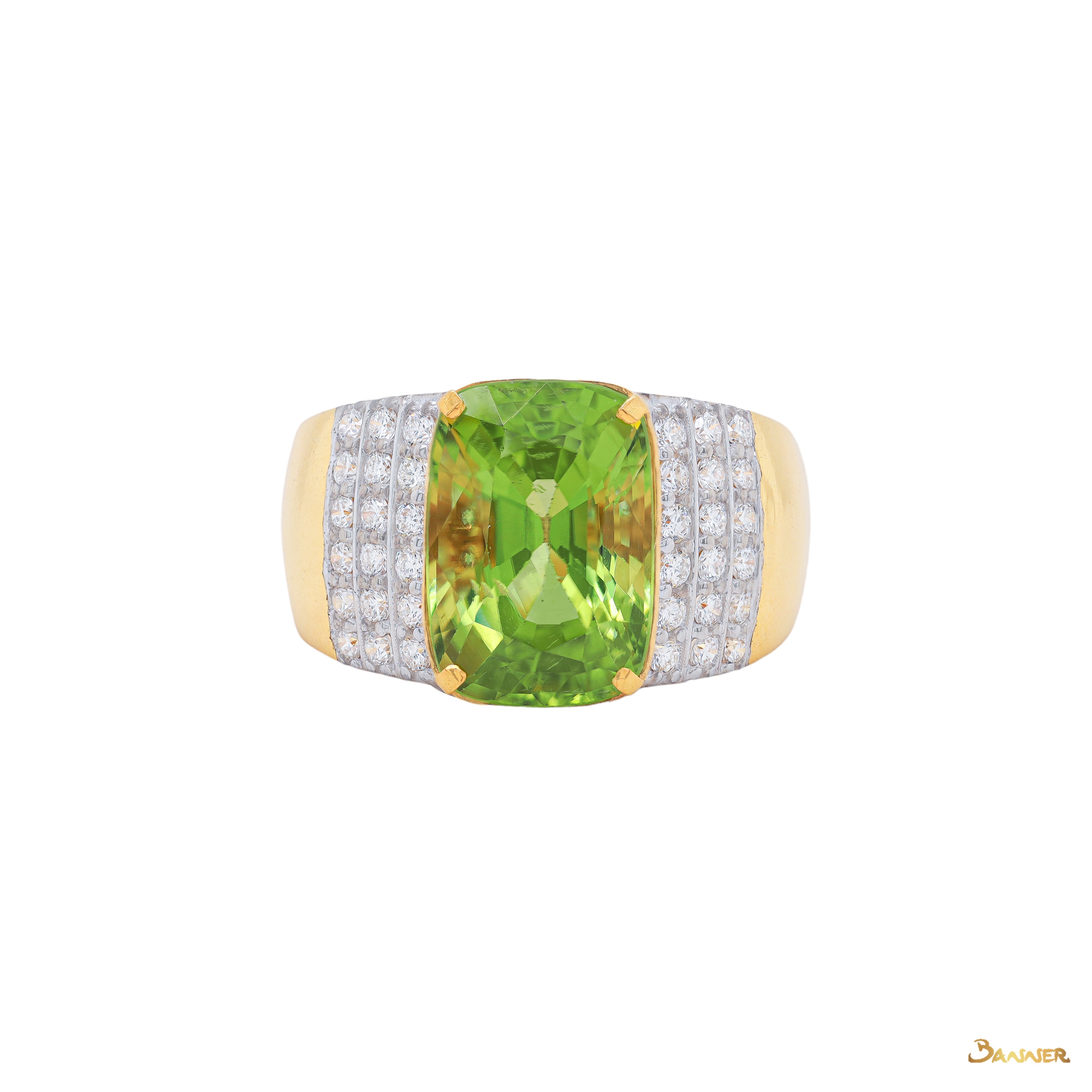 Peridot and Diamond Men Ring