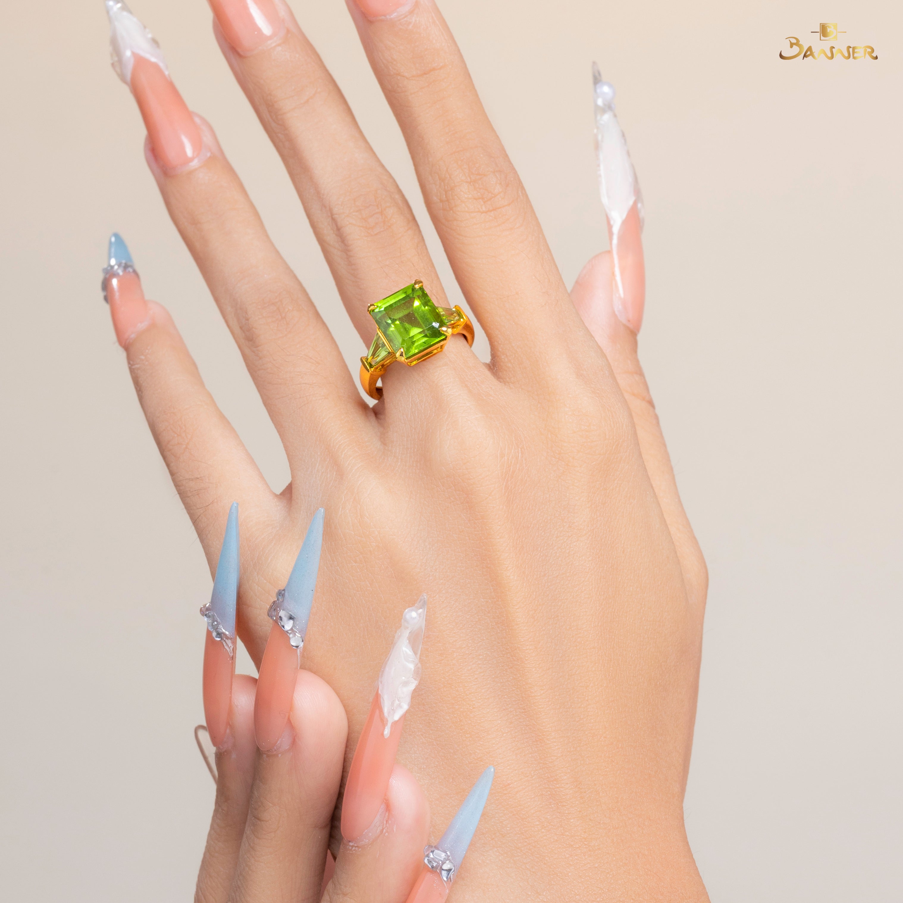 Emerald-cut Peridot Vanguard Ring