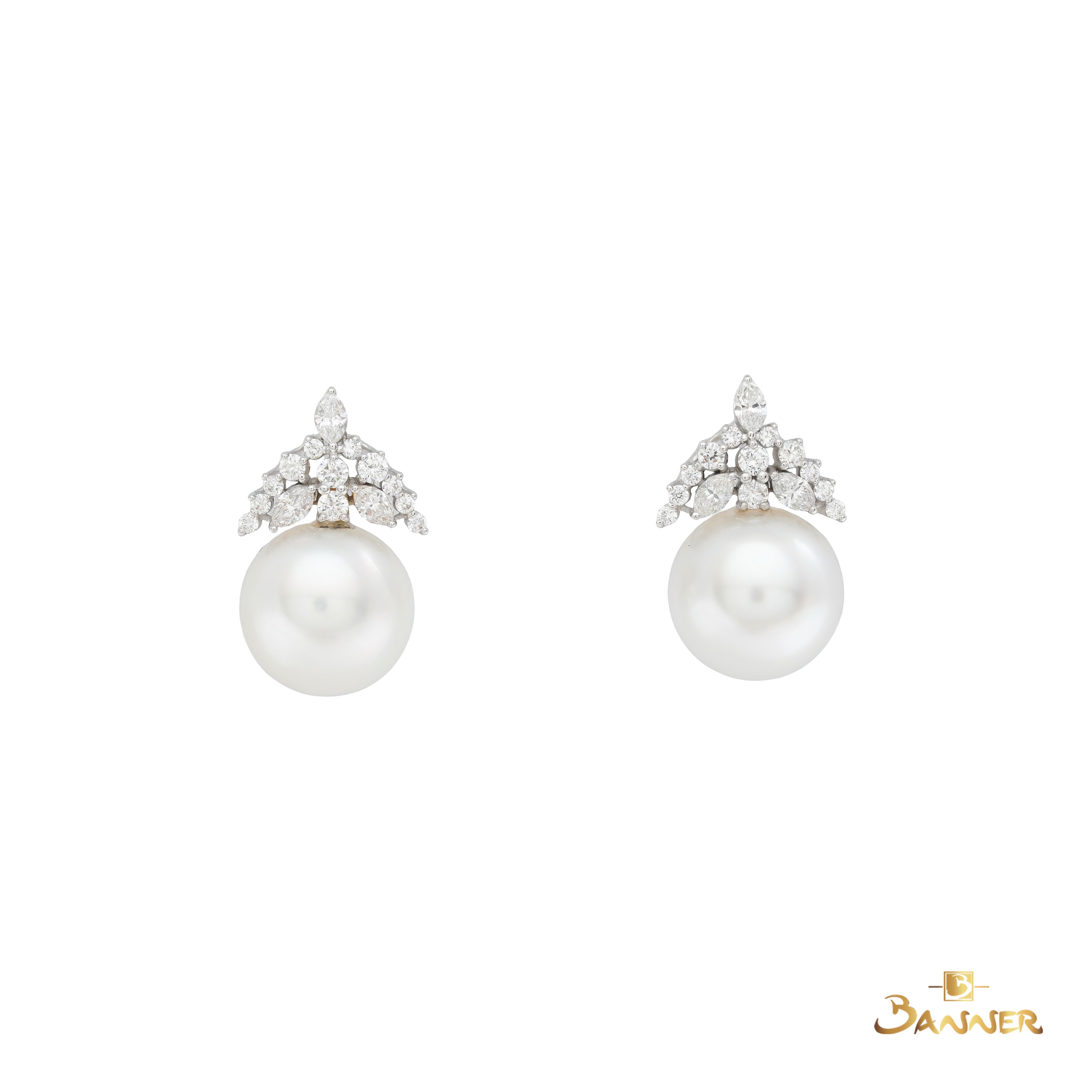 Pearl and Diamond Tiara Earrings