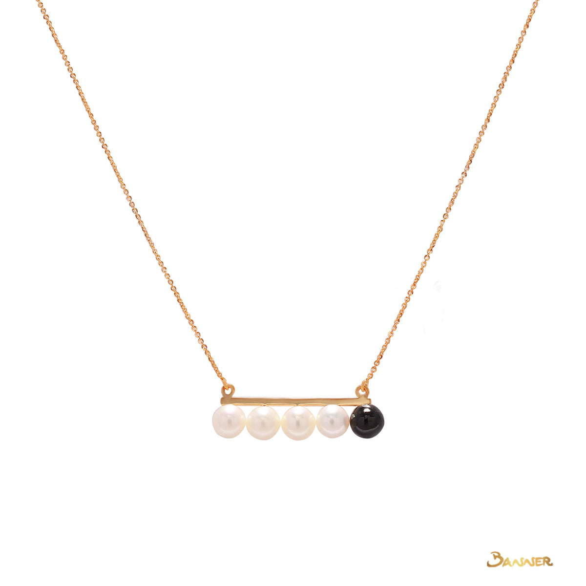 Pearl and Black Jade Balance Necklace