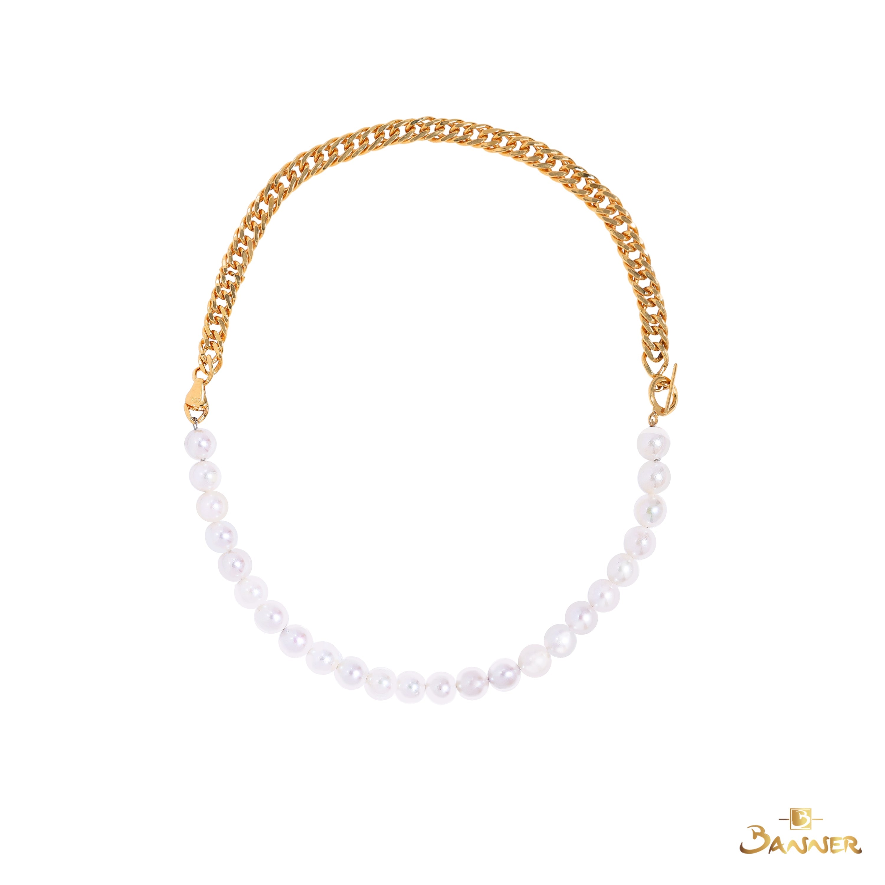 Pearl and Gold Chain Link Choker