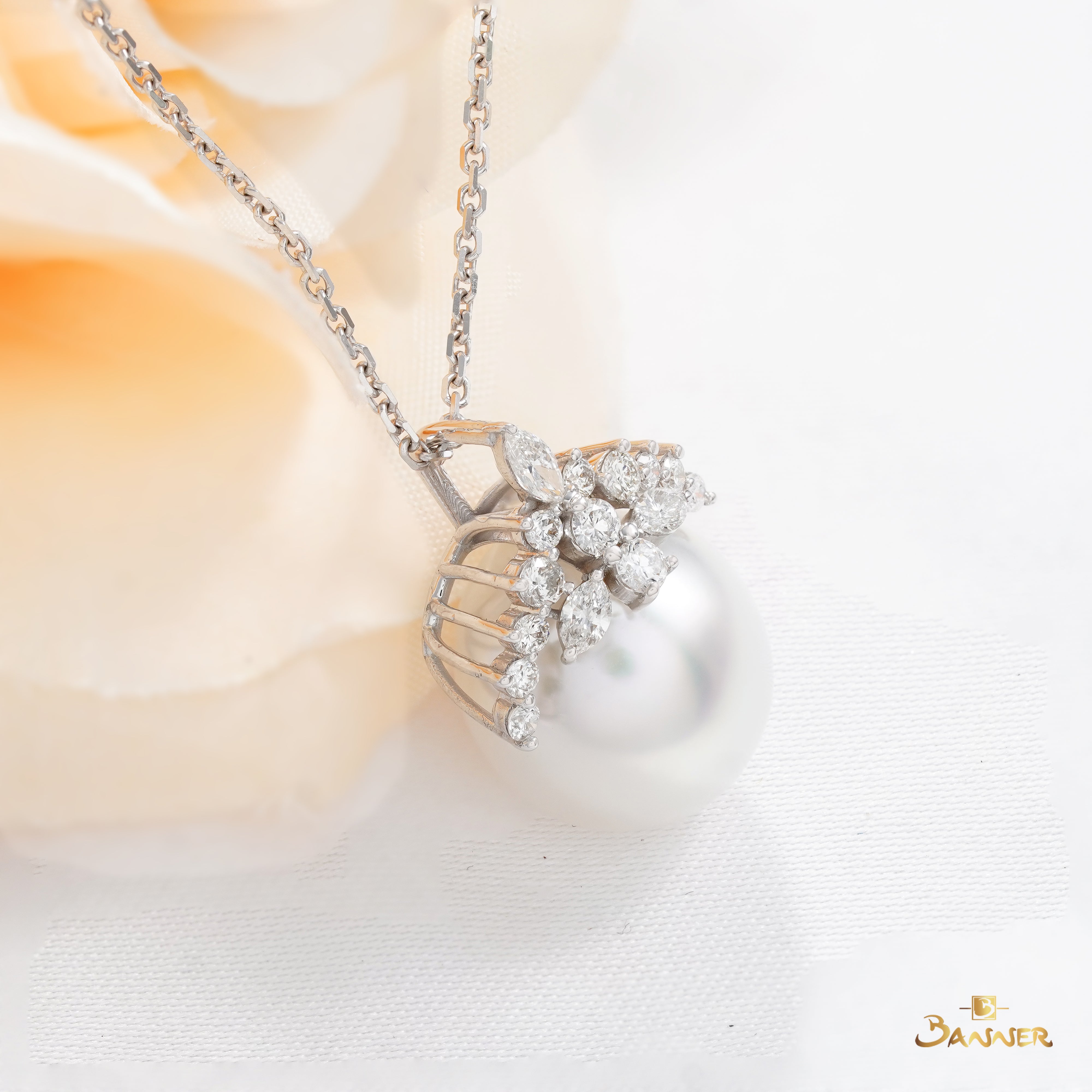 Pearl and Diamond Tiara Pendant