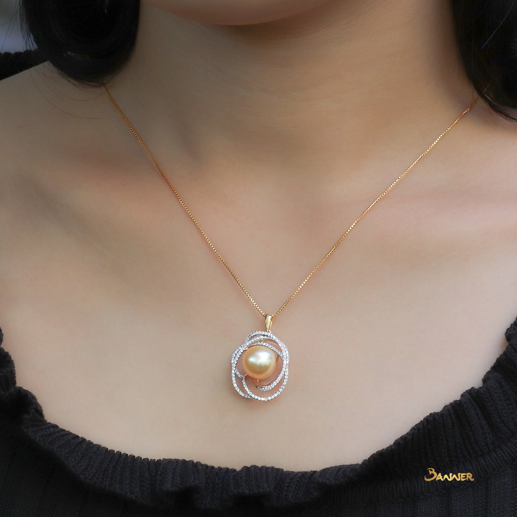 Pearl and Diamond Floral Pendant