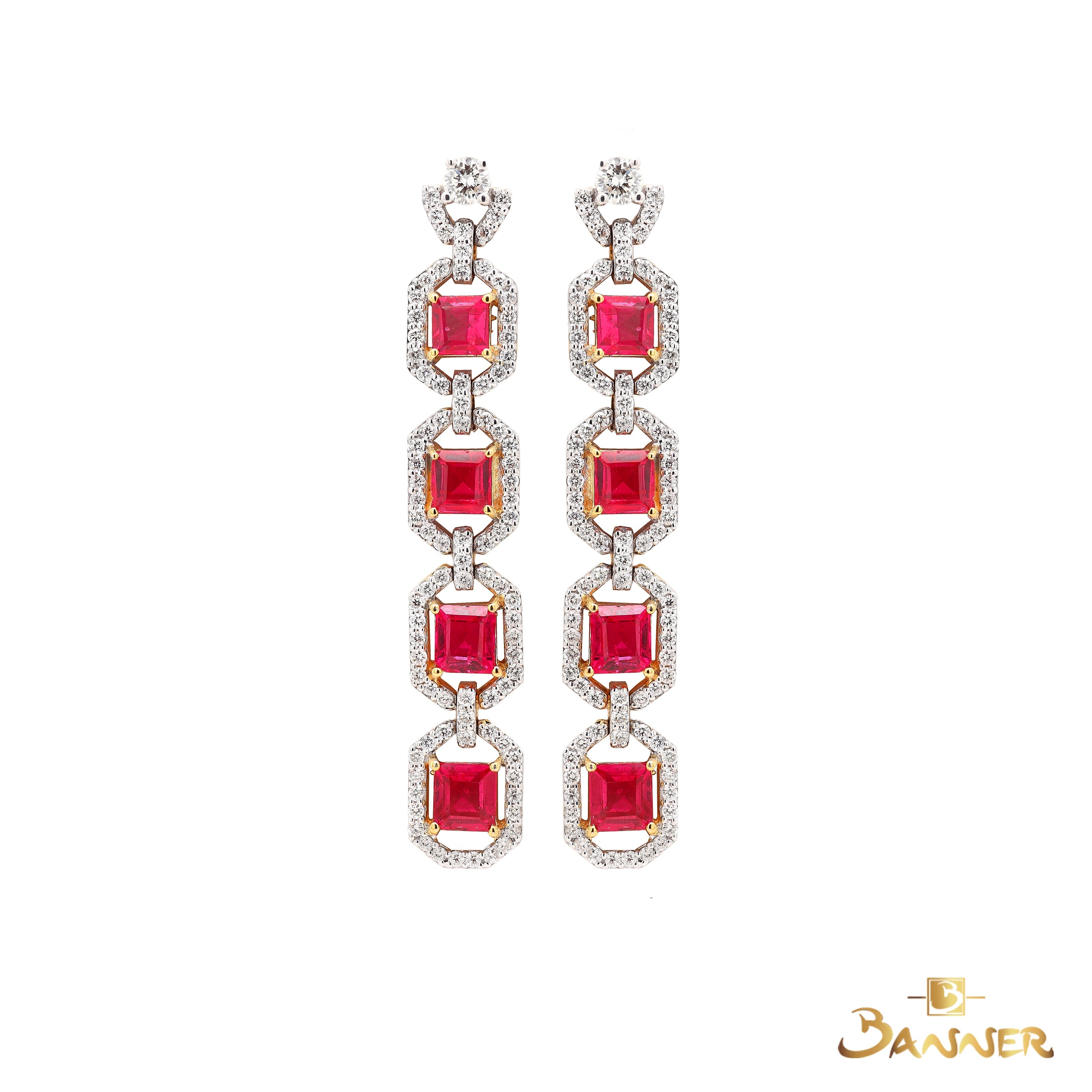 Pink Spinel and Diamond Dangle Earrings