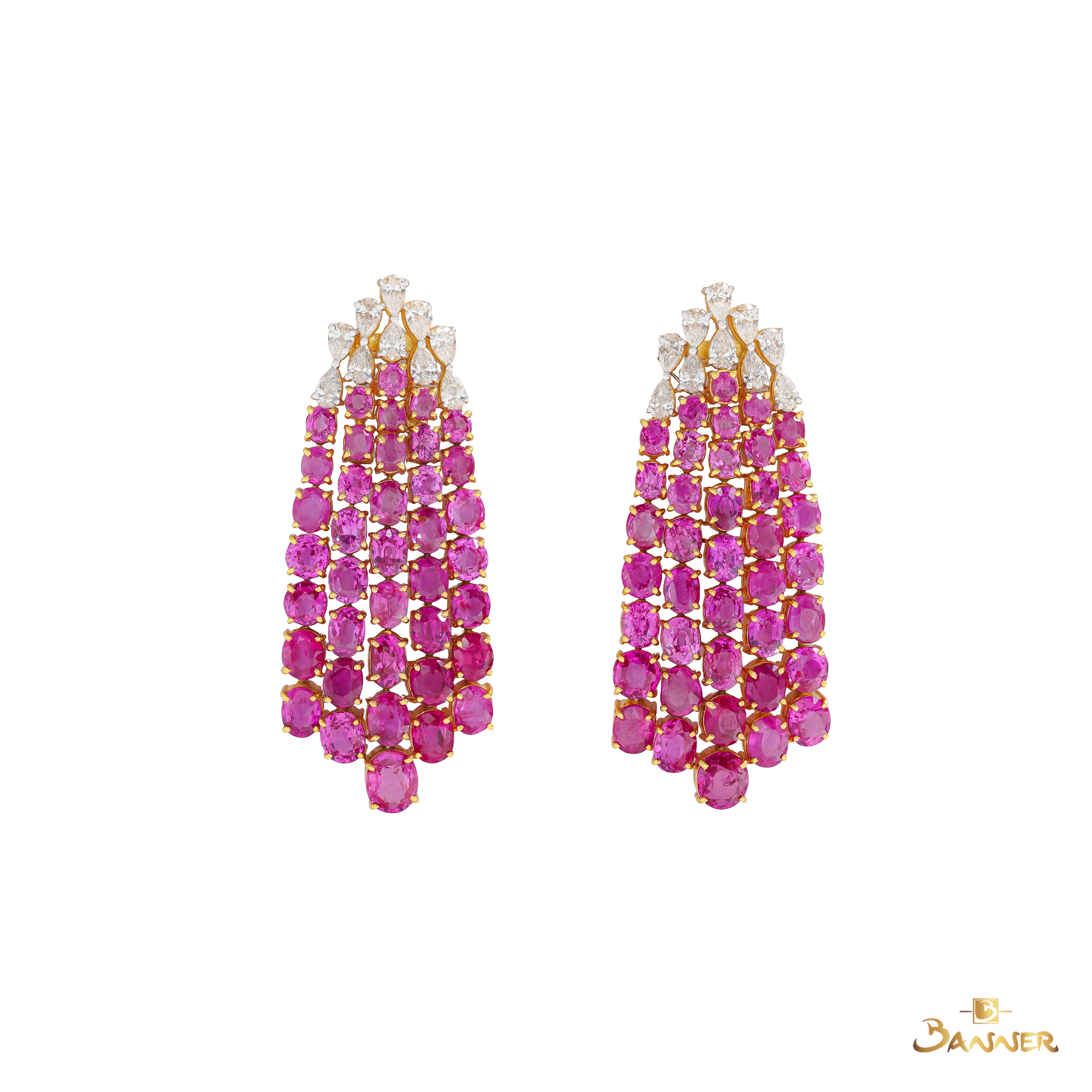 Pink Sapphire and Diamond Earrings