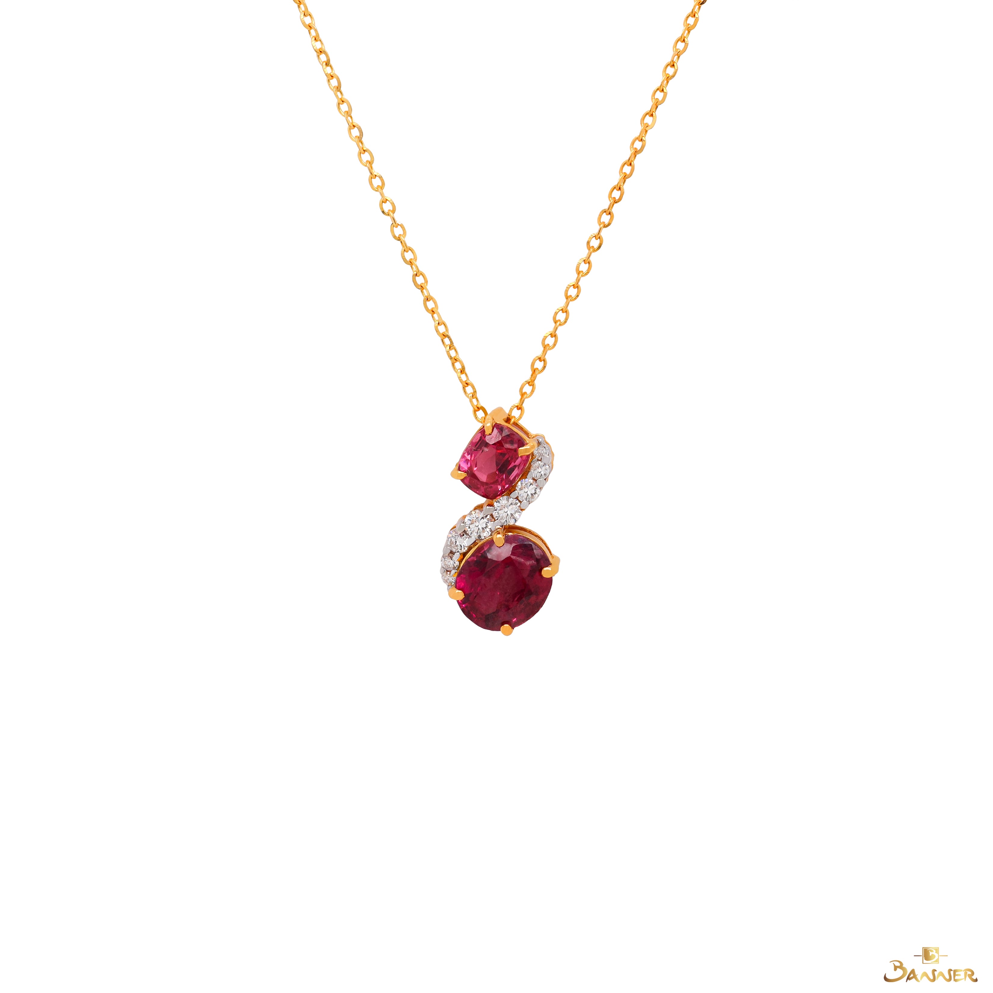 Pink Spinel and Diamond Twist Necklace