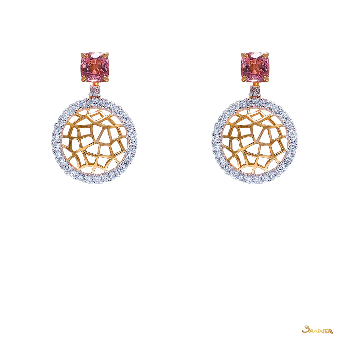 Pink Tourmaline and Diamond Dream Catcher Earrings