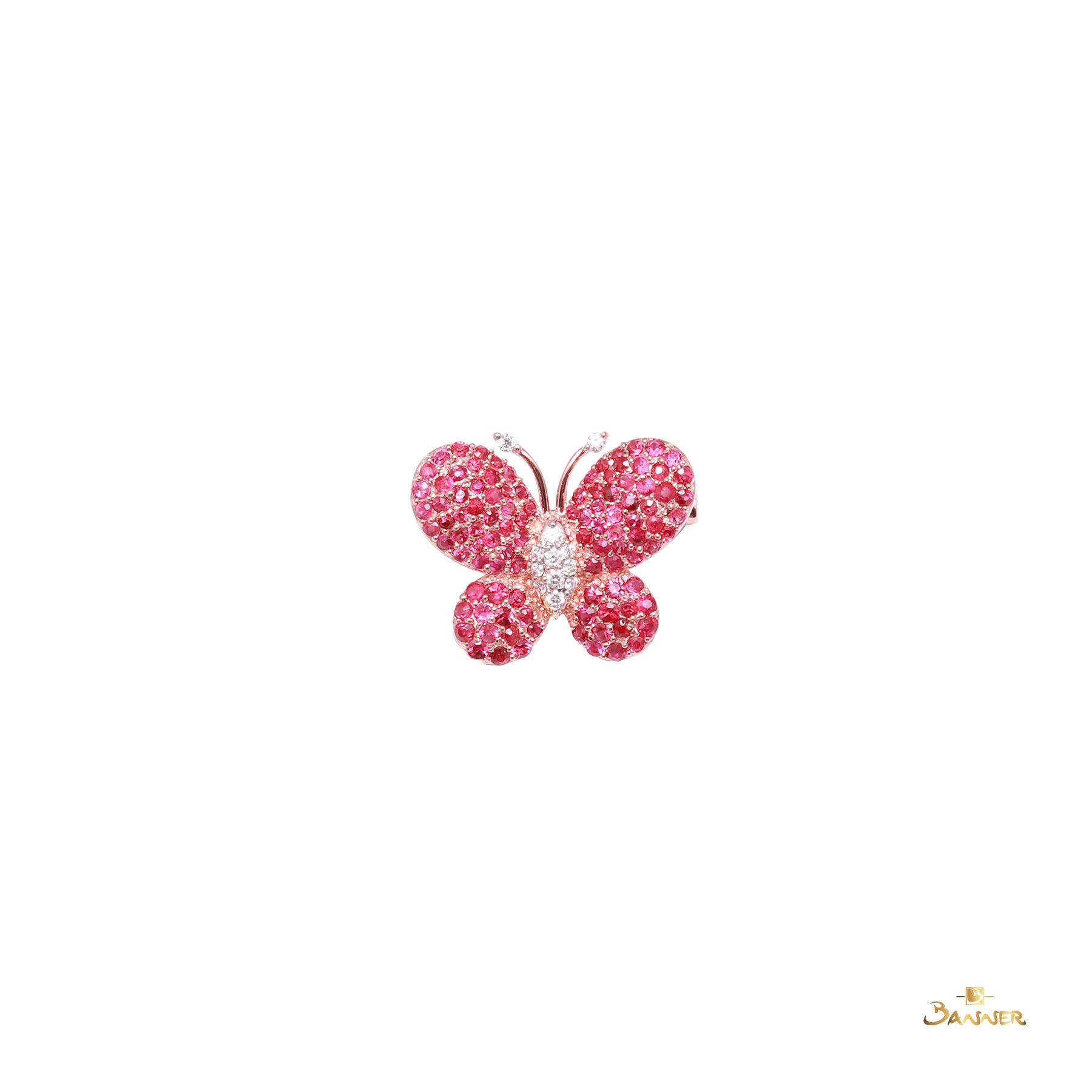 Ruby and Diamond Butterfly Brooch