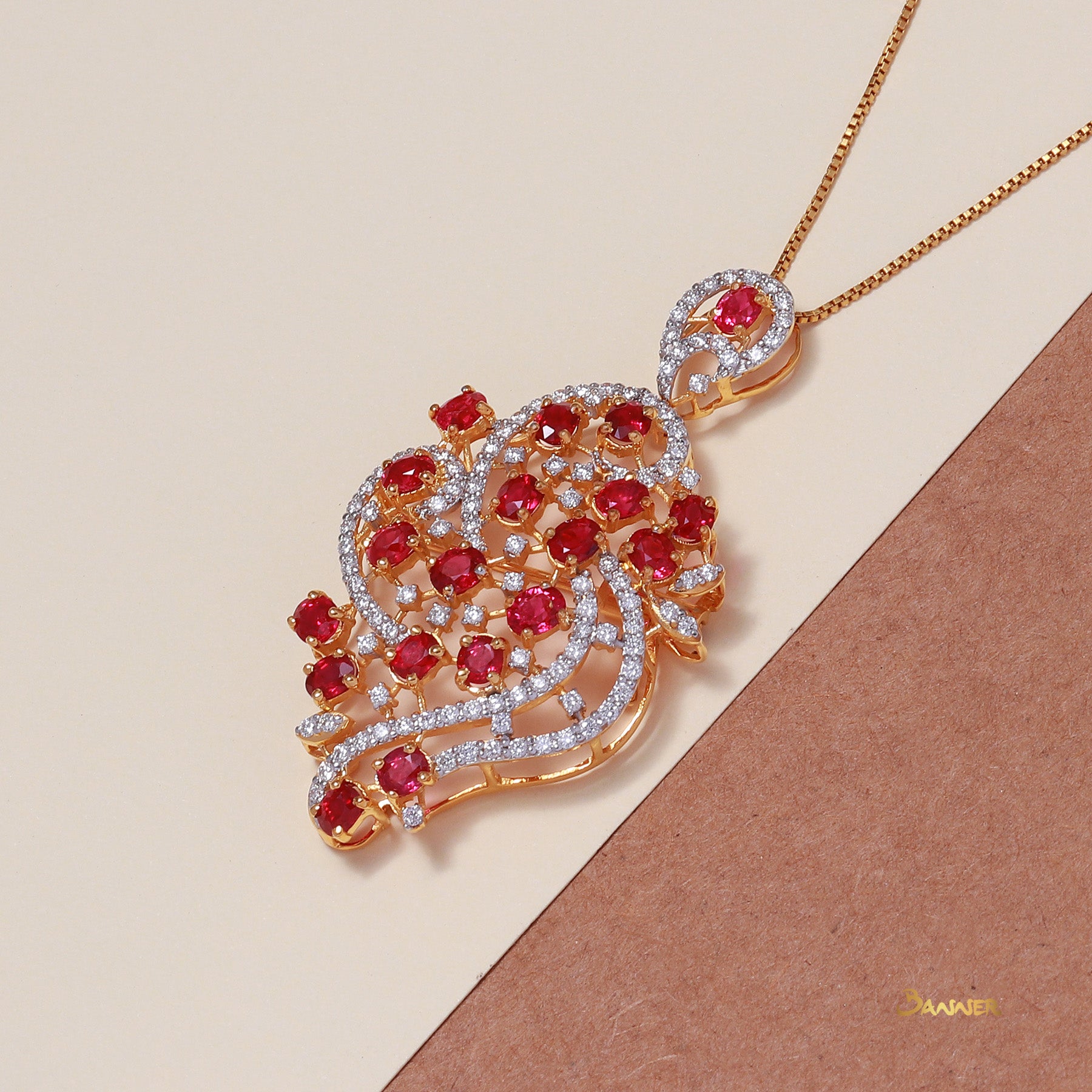 Ruby and Diamond Kanote Brooch