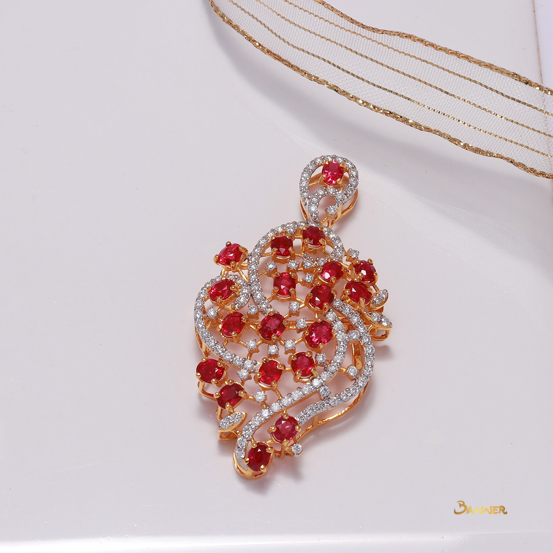 Ruby and Diamond Kanote Brooch