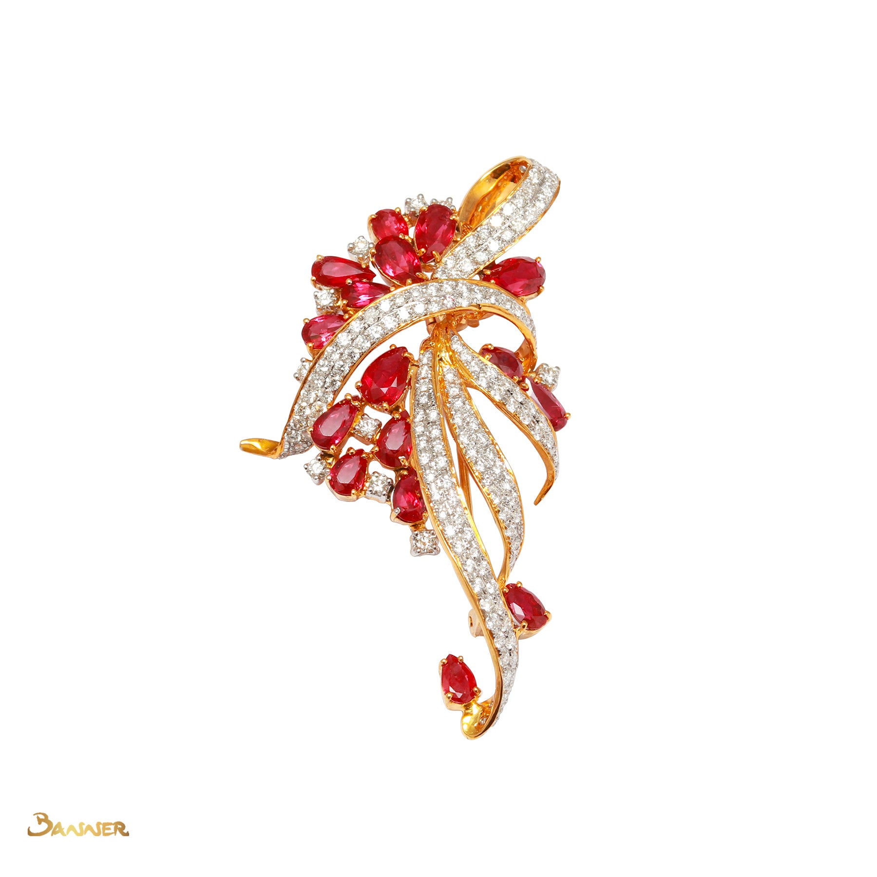 Ruby and Diamond Pan-Khat Brooch