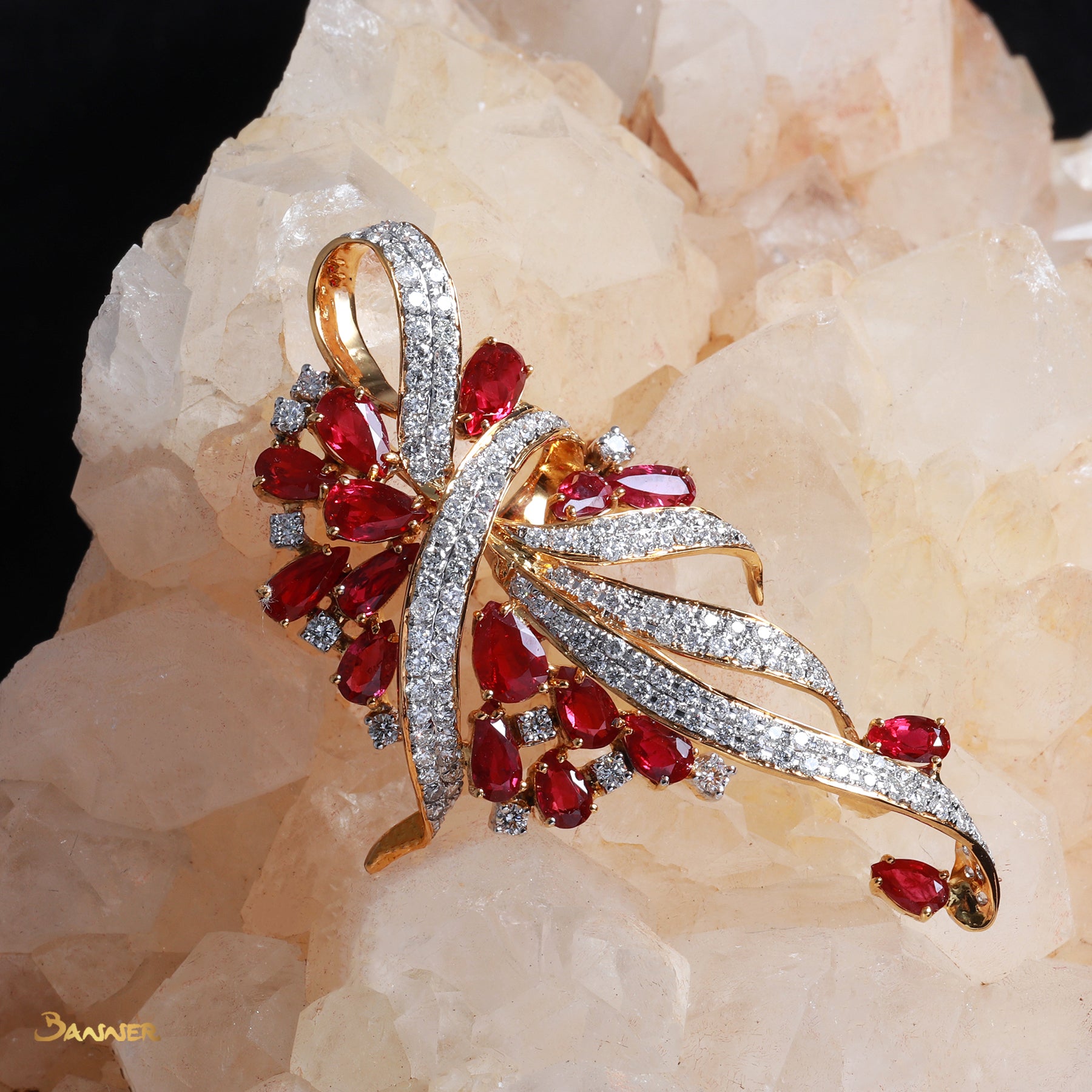 Ruby and Diamond Pan-Khat Brooch