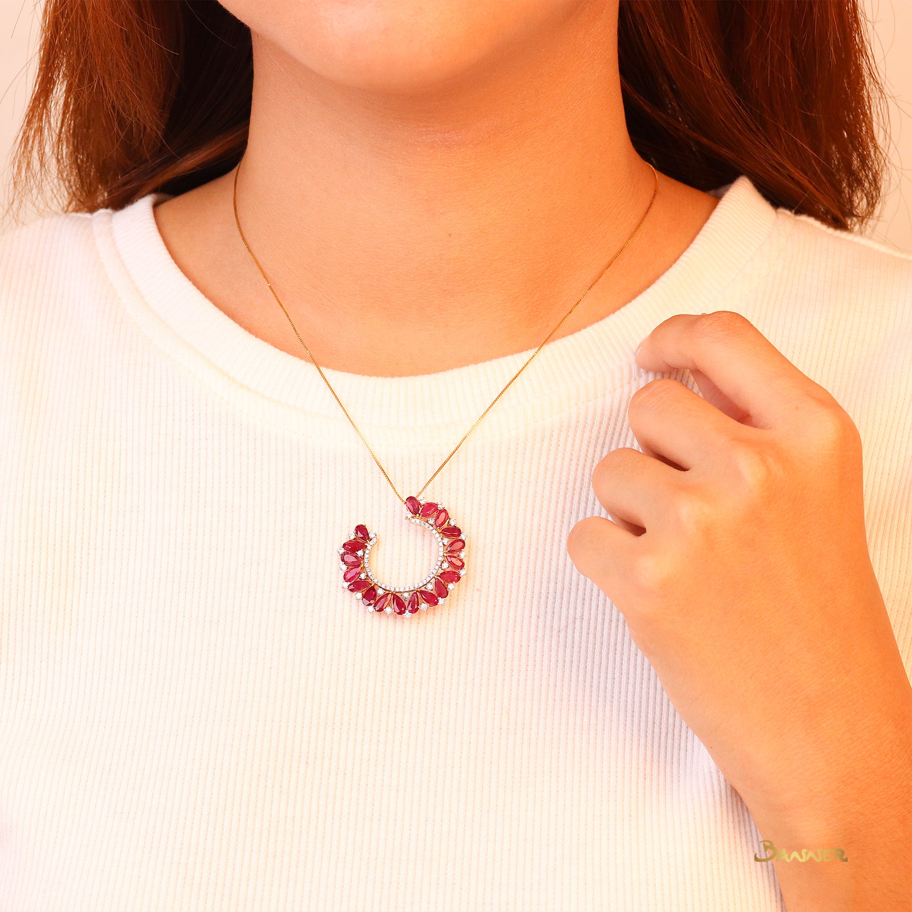 Ruby and Diamond Blossom Brooch