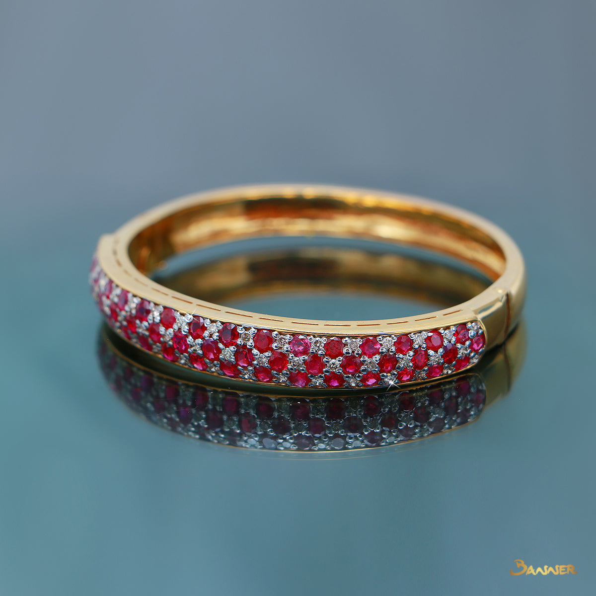 Ruby and Diamond Checkered Bracelet