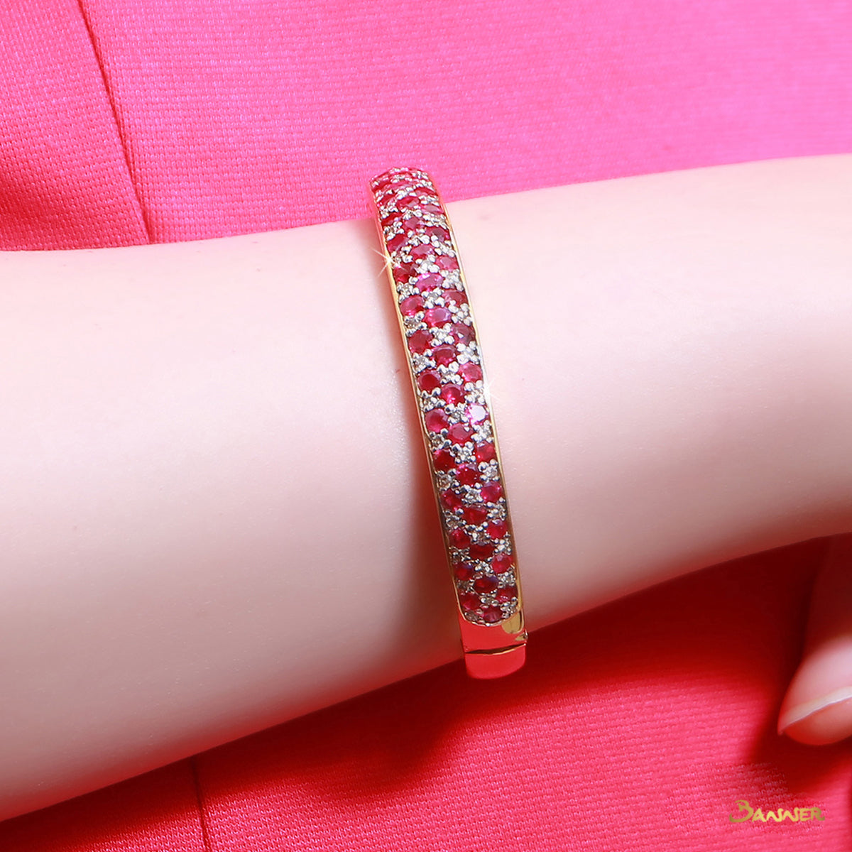 Ruby and Diamond Checkered Bracelet