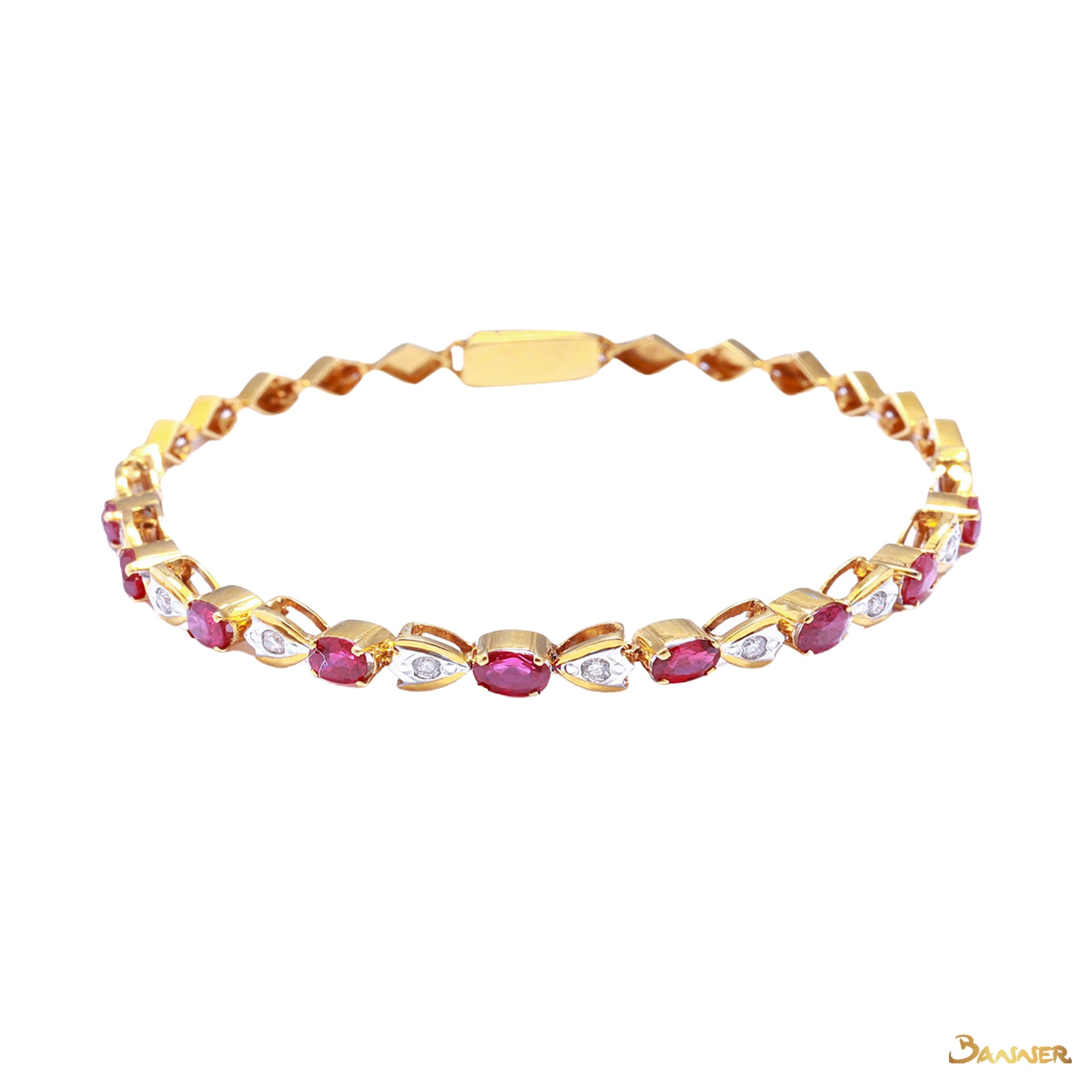 Ruby and Diamond Floral Bracelet