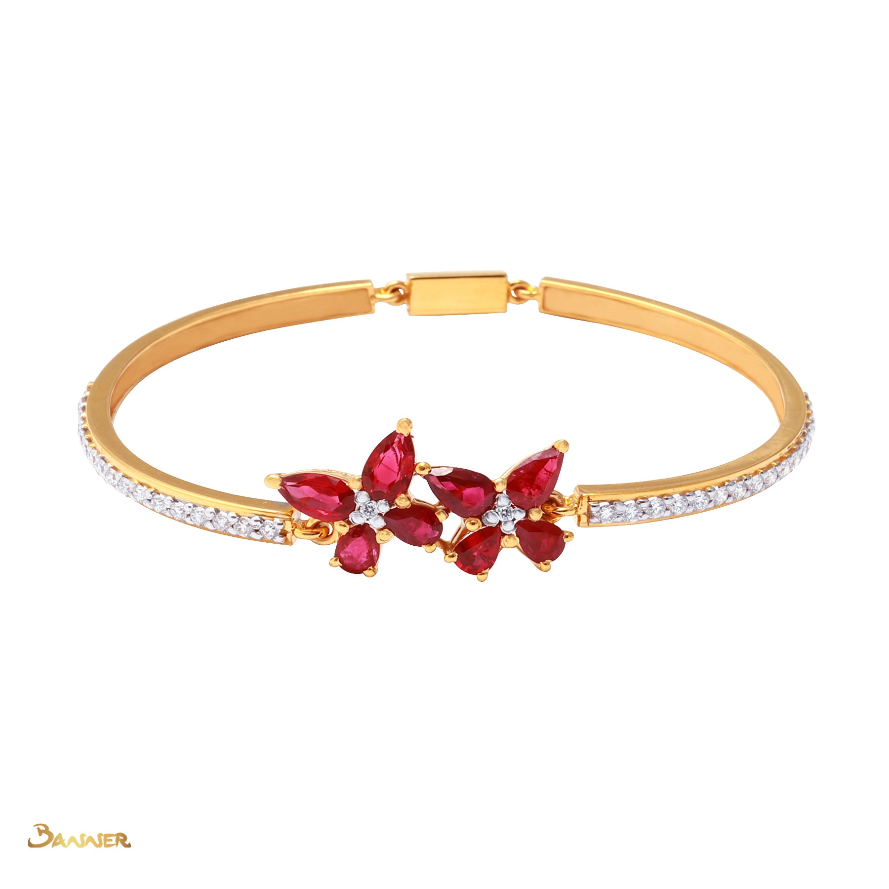 Ruby Butterfly and Diamond Bracelet