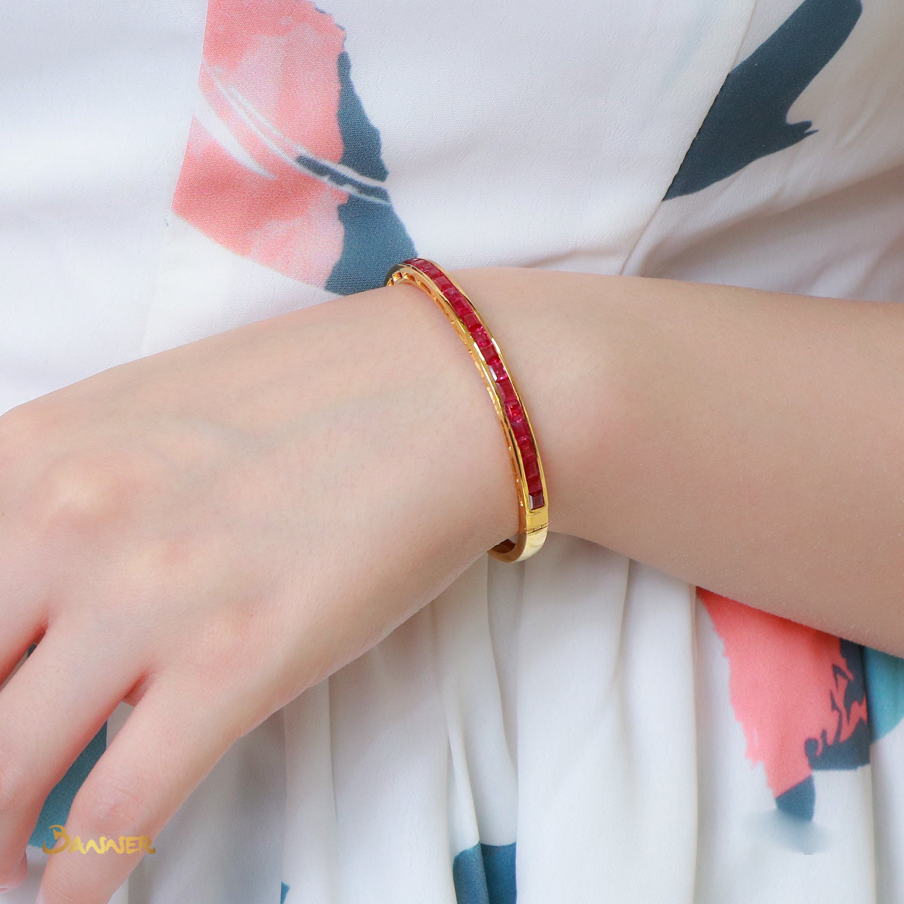 Emerald-cut Ruby Bracelet with Channel Setting