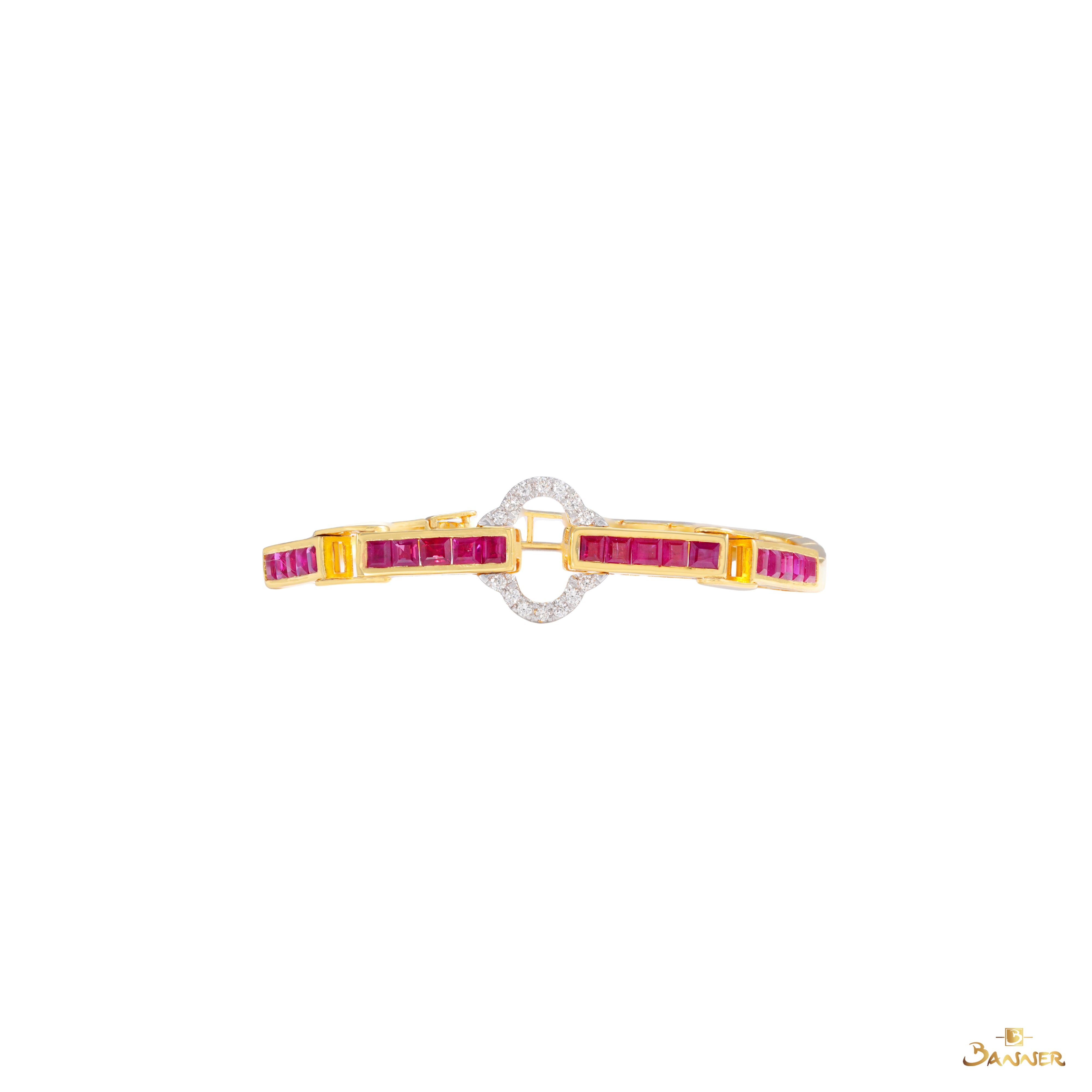 Emerald-cut Ruby and Diamond Embrace Bracelet