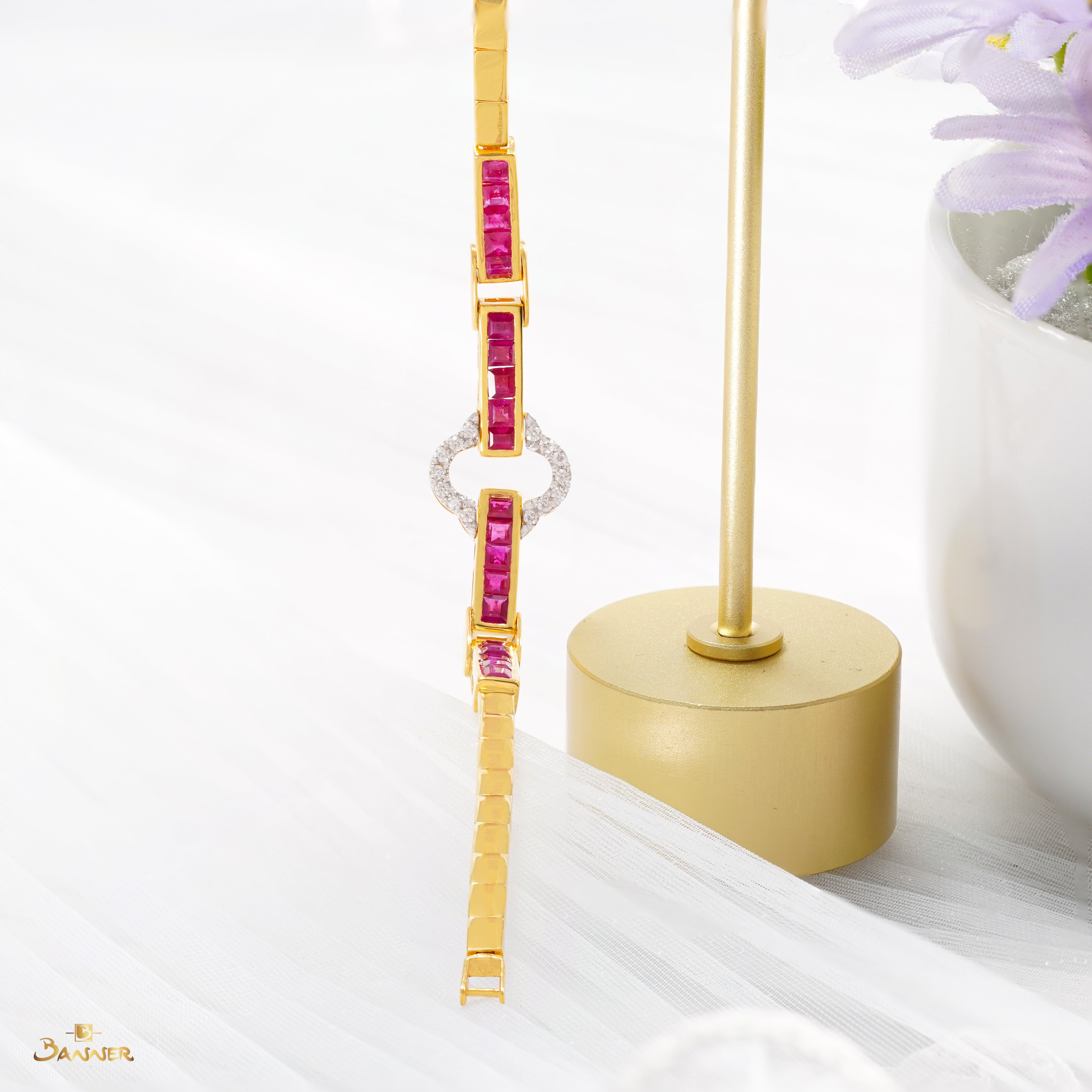 Emerald-cut Ruby and Diamond Embrace Bracelet
