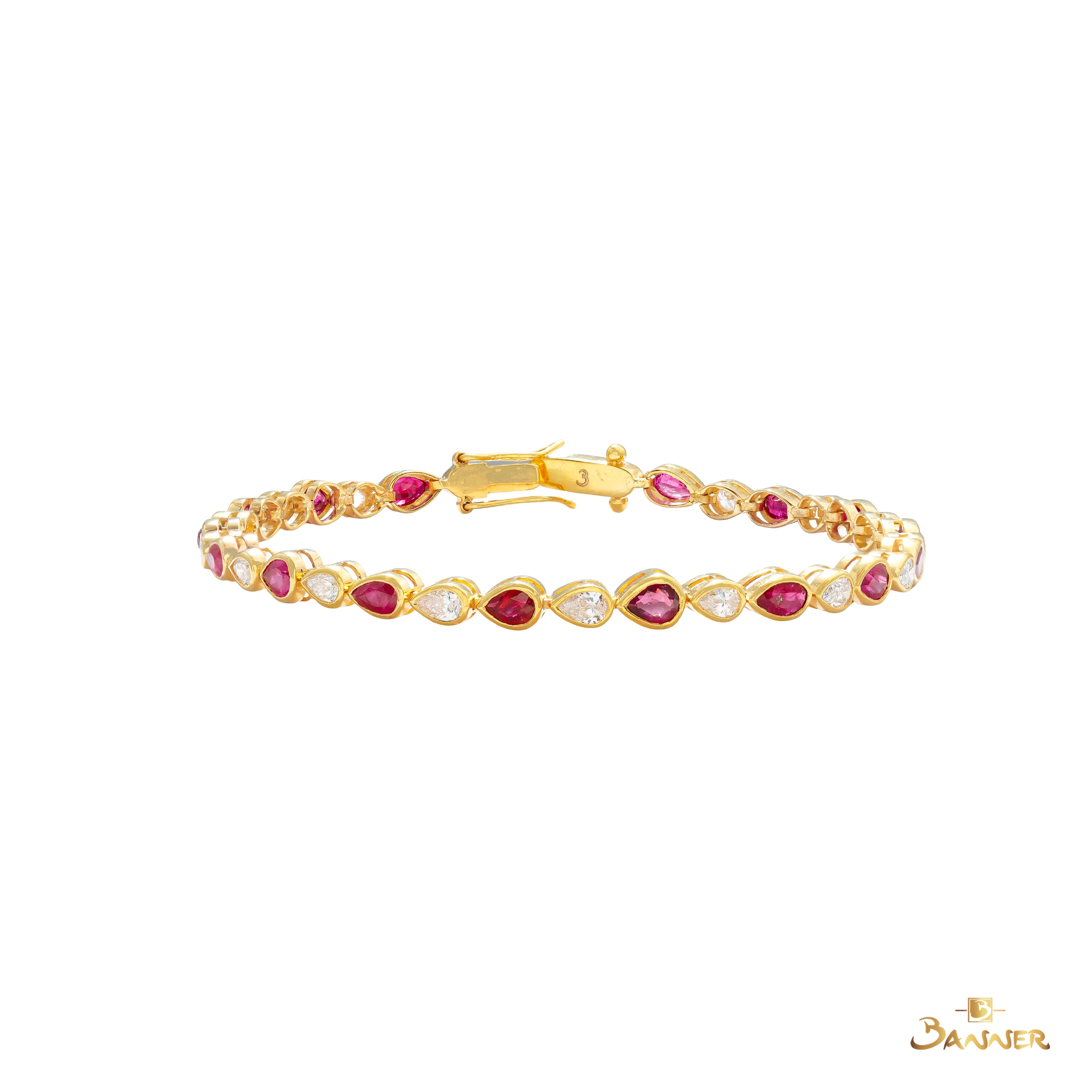 Ruby and Diamond Pear Bezel Bracelet