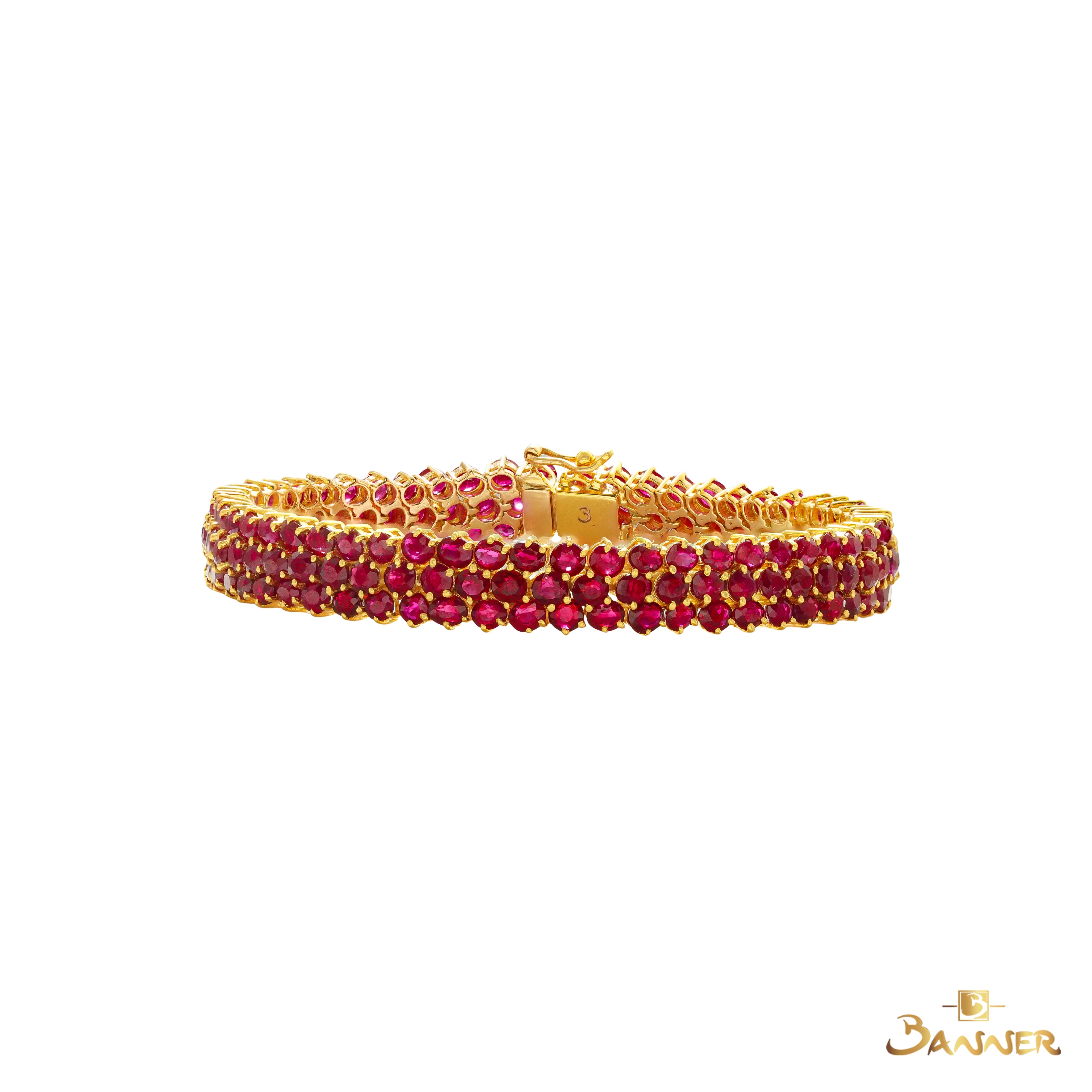 Ruby Three-Rows Tennis Bracelet