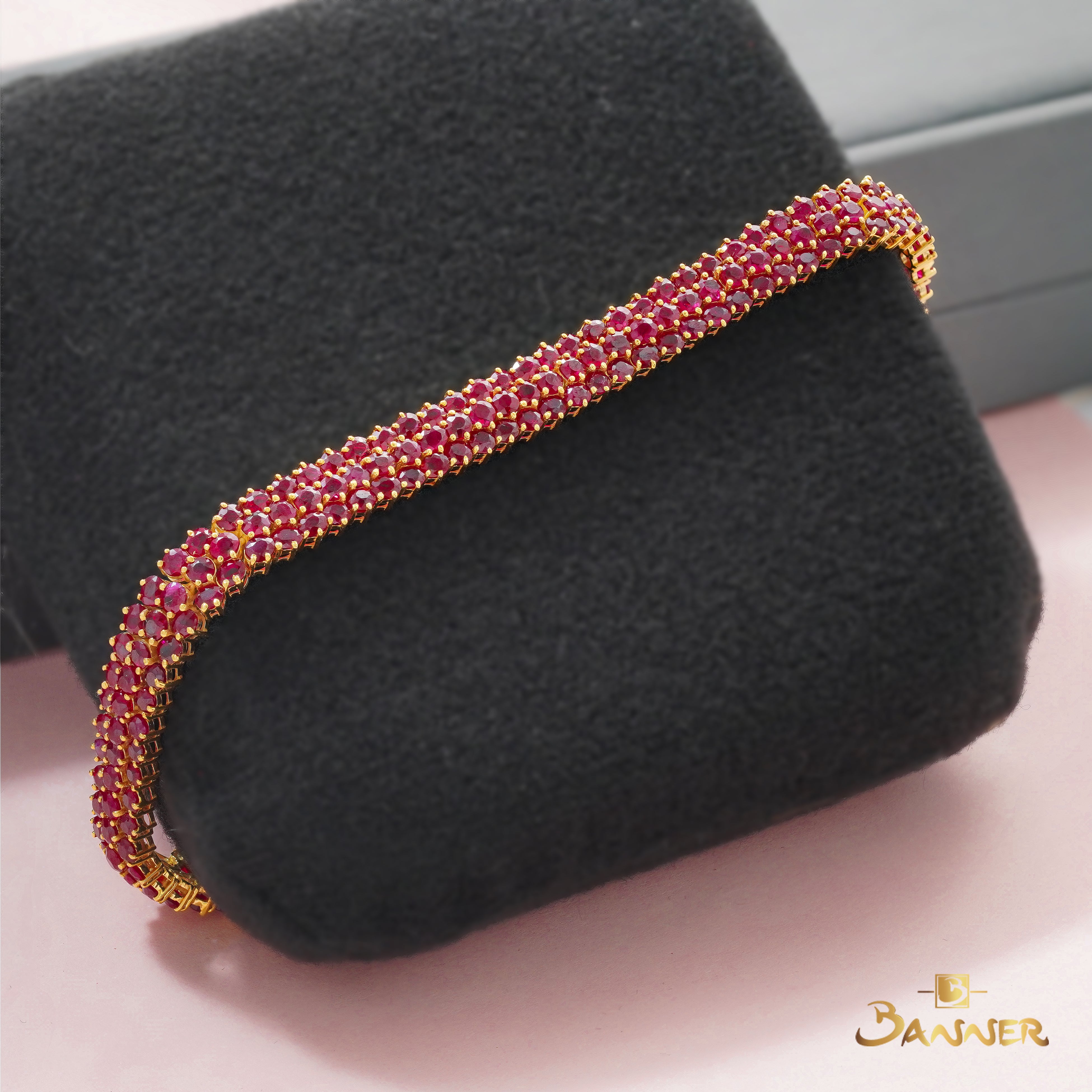 Ruby Three-Rows Tennis Bracelet
