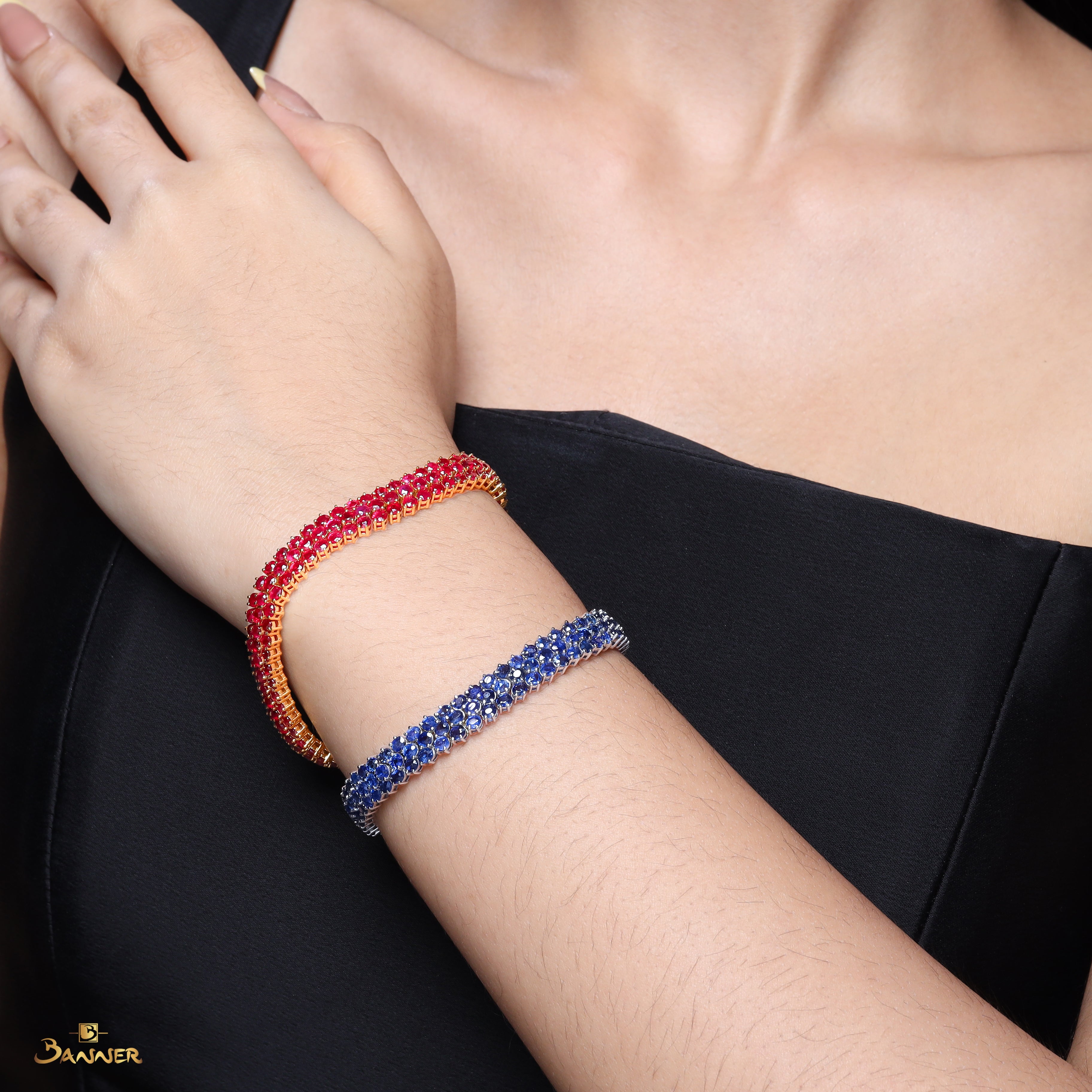 Ruby Three-Rows Tennis Bracelet