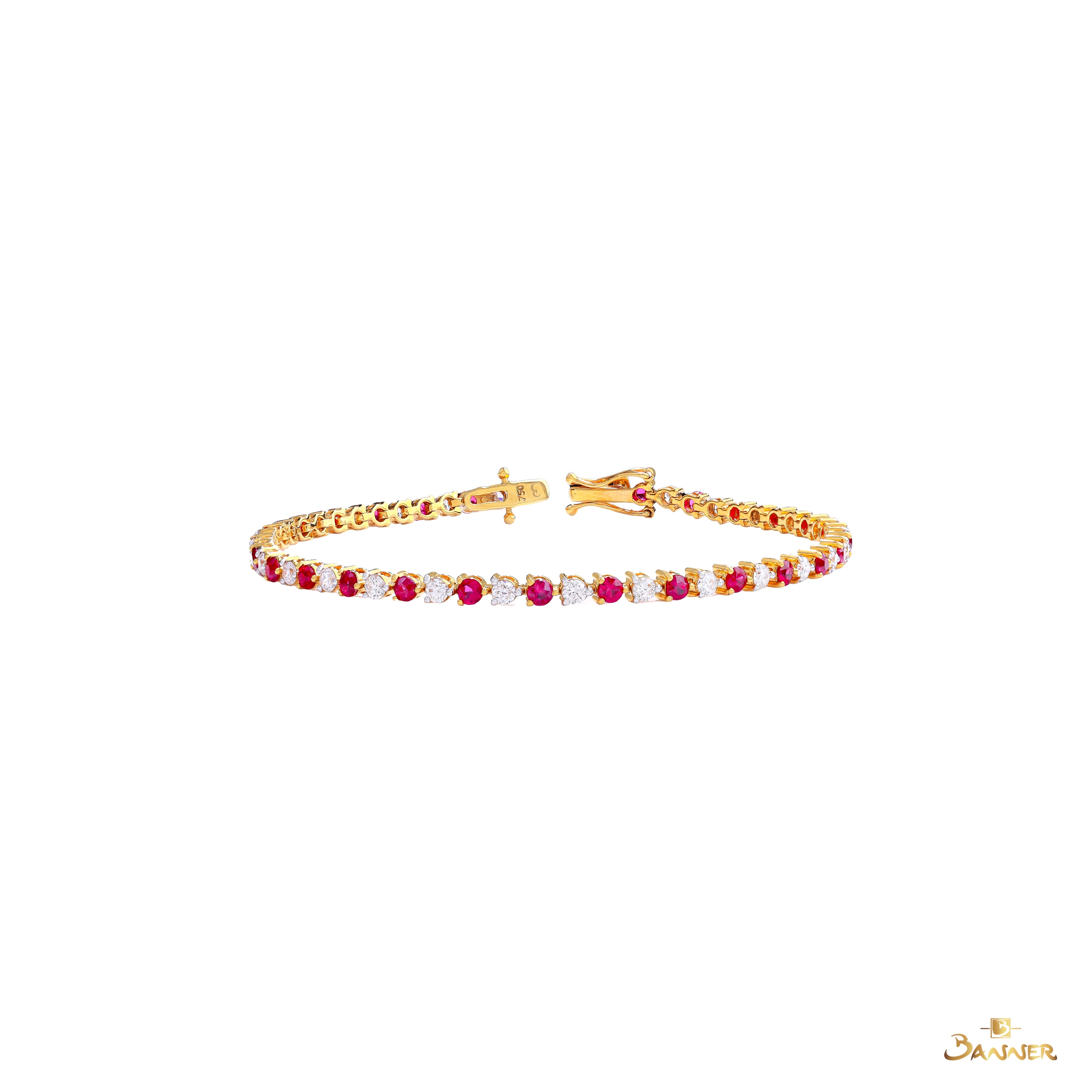 Ruby and Diamond Alternate Tennis Bracelet