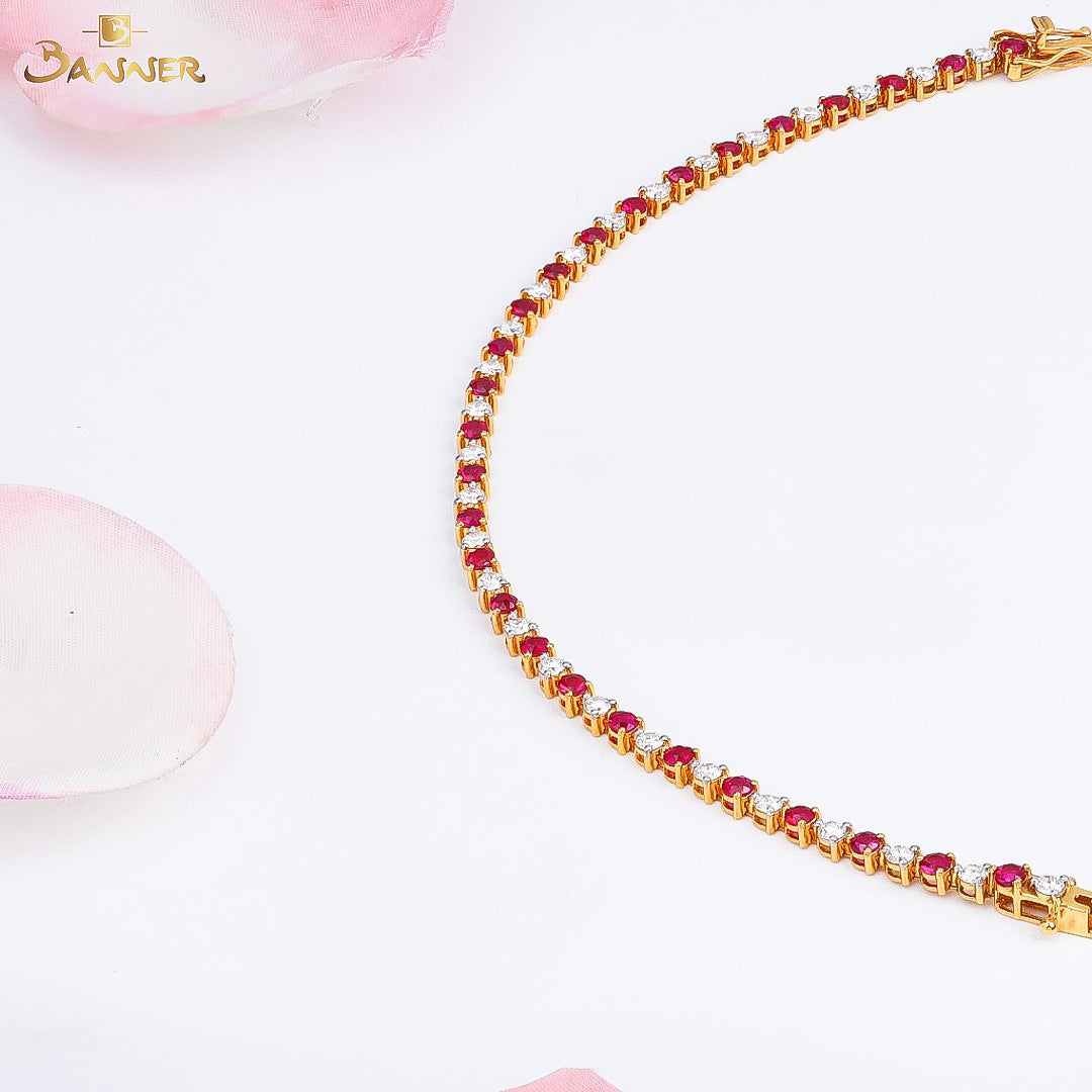 Ruby and Diamond Alternate Tennis Bracelet