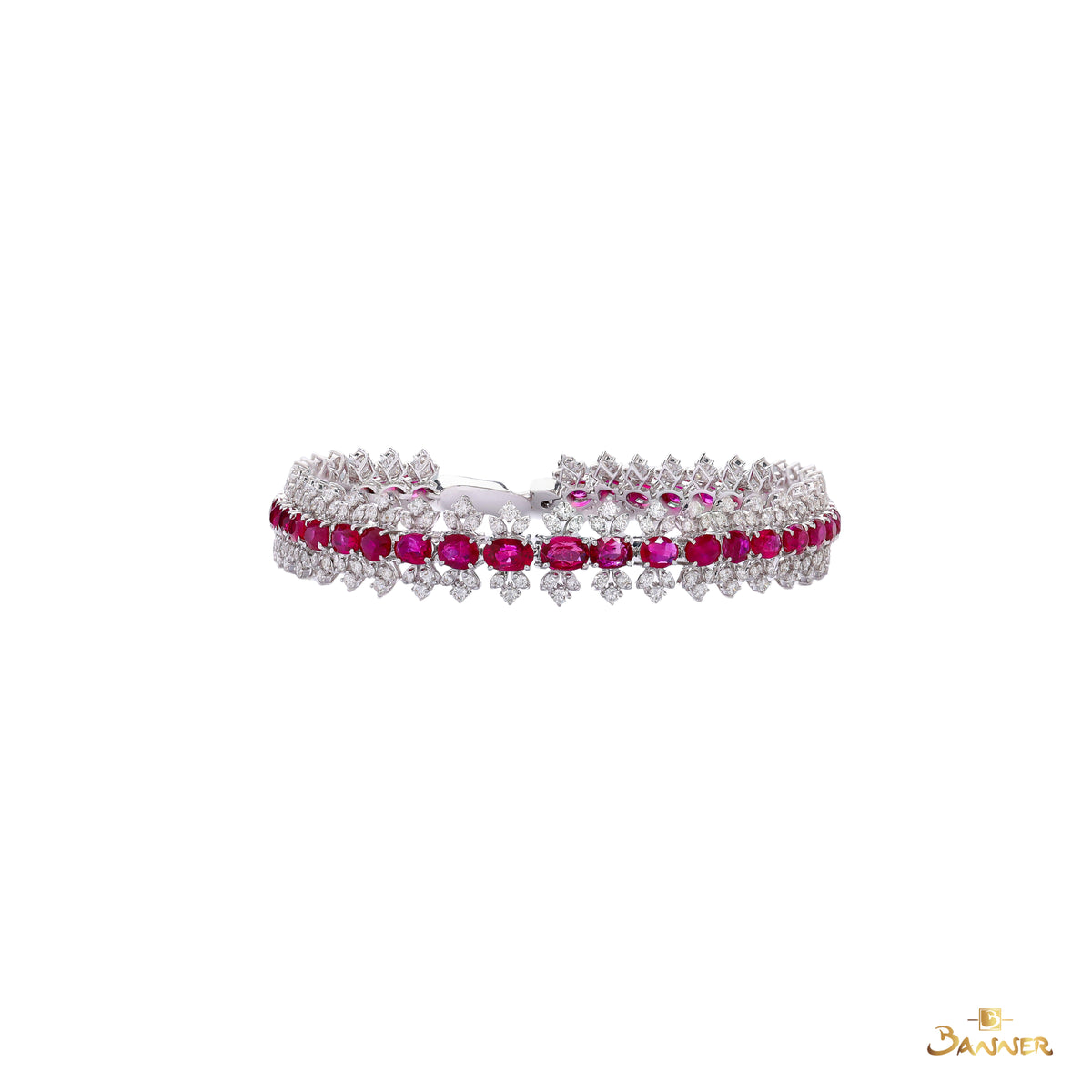 Natural Ruby and Diamond Line Bracelet