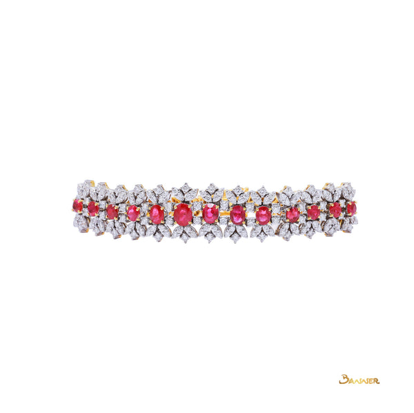 Ruby and Diamond Floral Bracelet