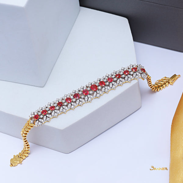 Ruby and Diamond Floral Bracelet
