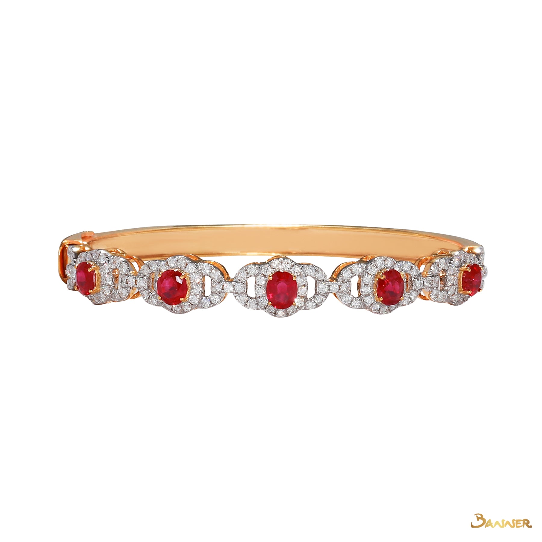 Ruby and Diamond Halo Bracelet