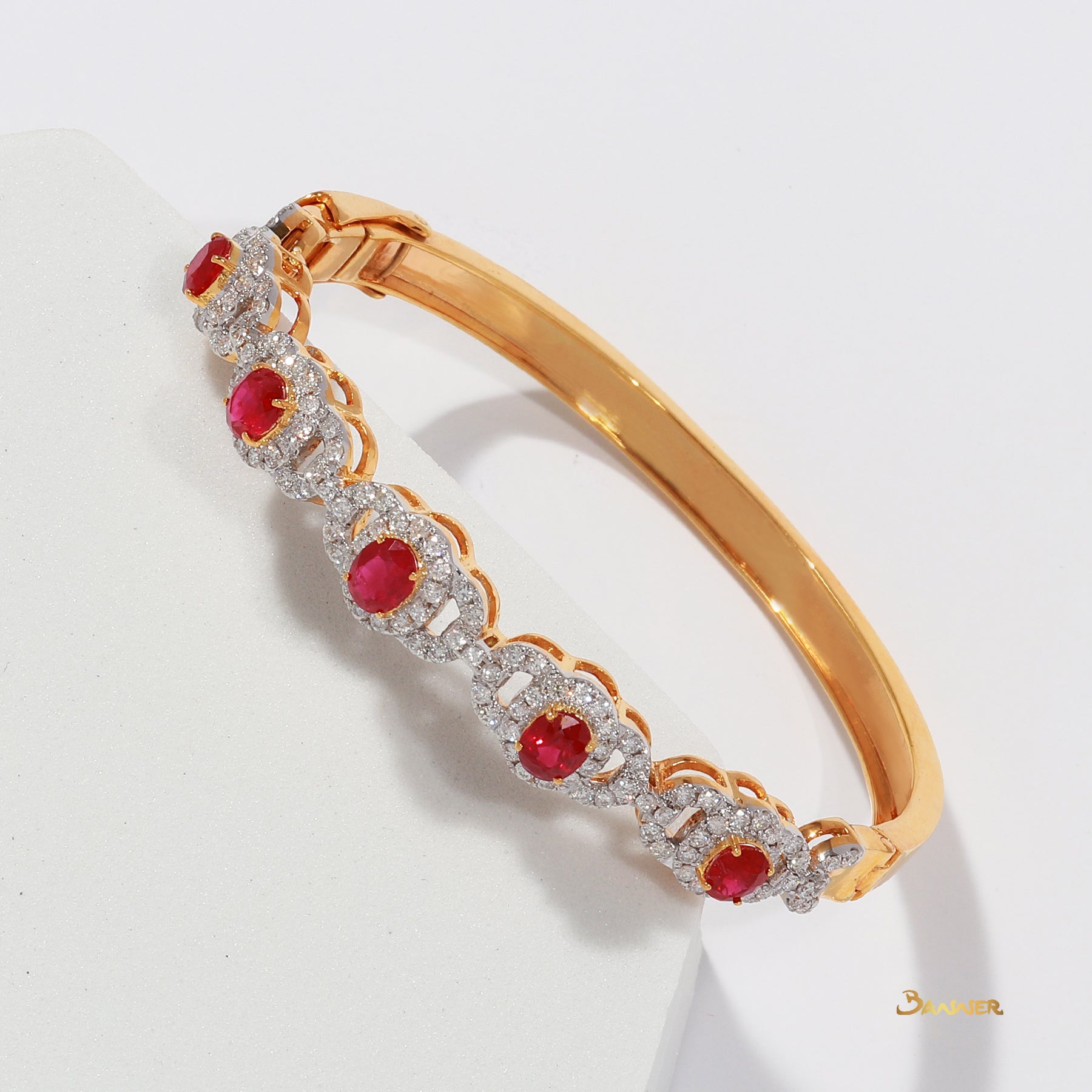 Ruby and Diamond Halo Bracelet