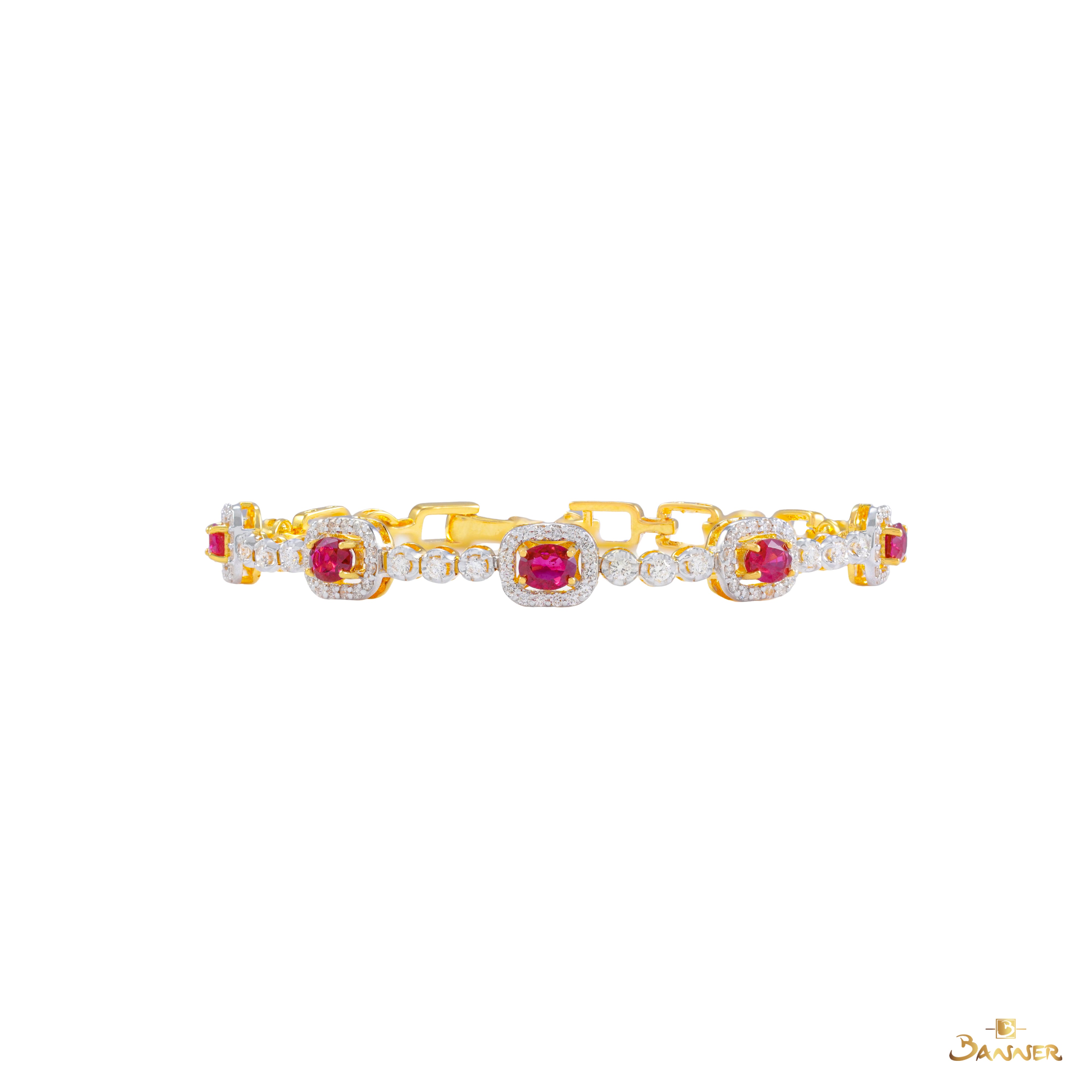 Ruby and Diamond Halo Bracelet
