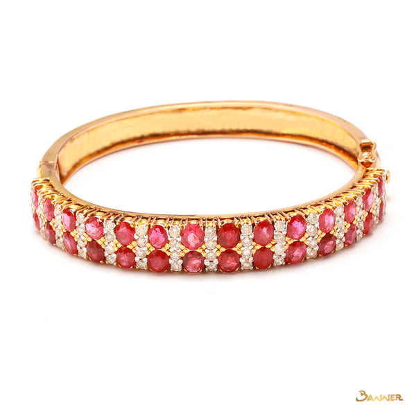 Ruby and Diamond Two-Rows-Bracelet