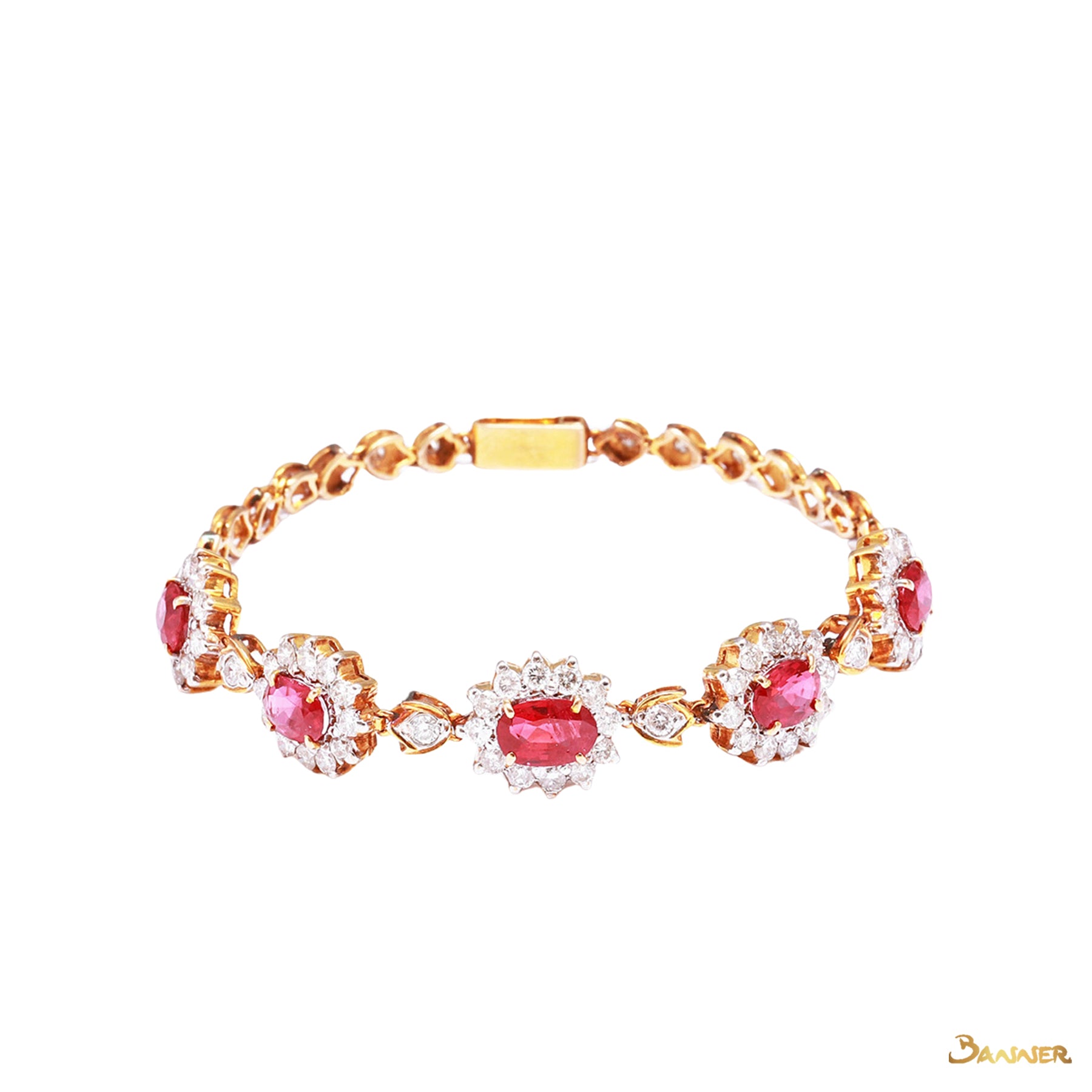 Ruby and Diamond Sunflower Bracelet