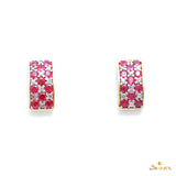 Ruby and Diamond Checkered Stud Earrings