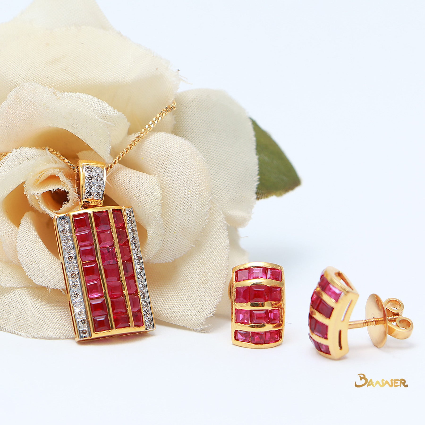 Emerald-cut Ruby Earrings