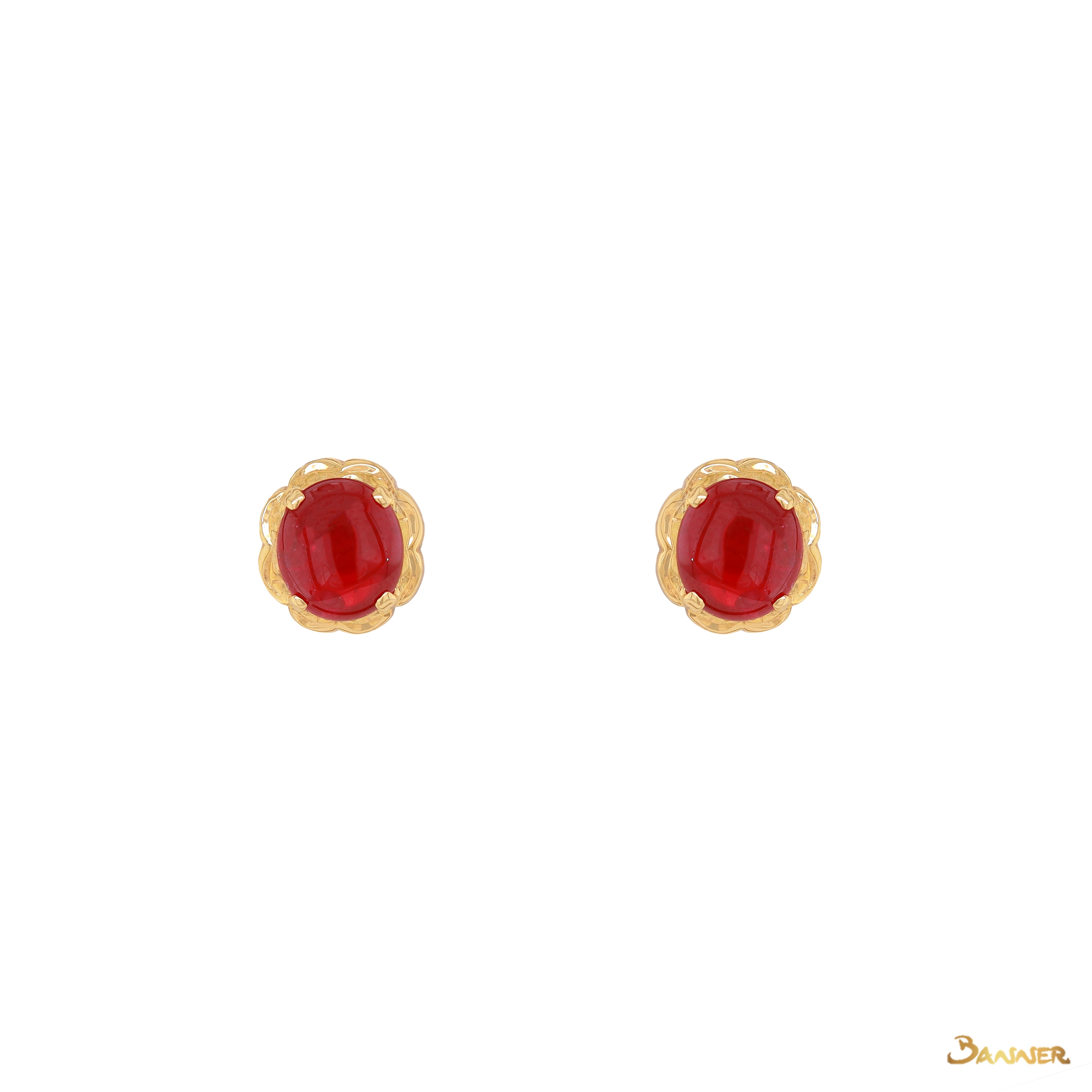 Ruby Cabochon Earrings