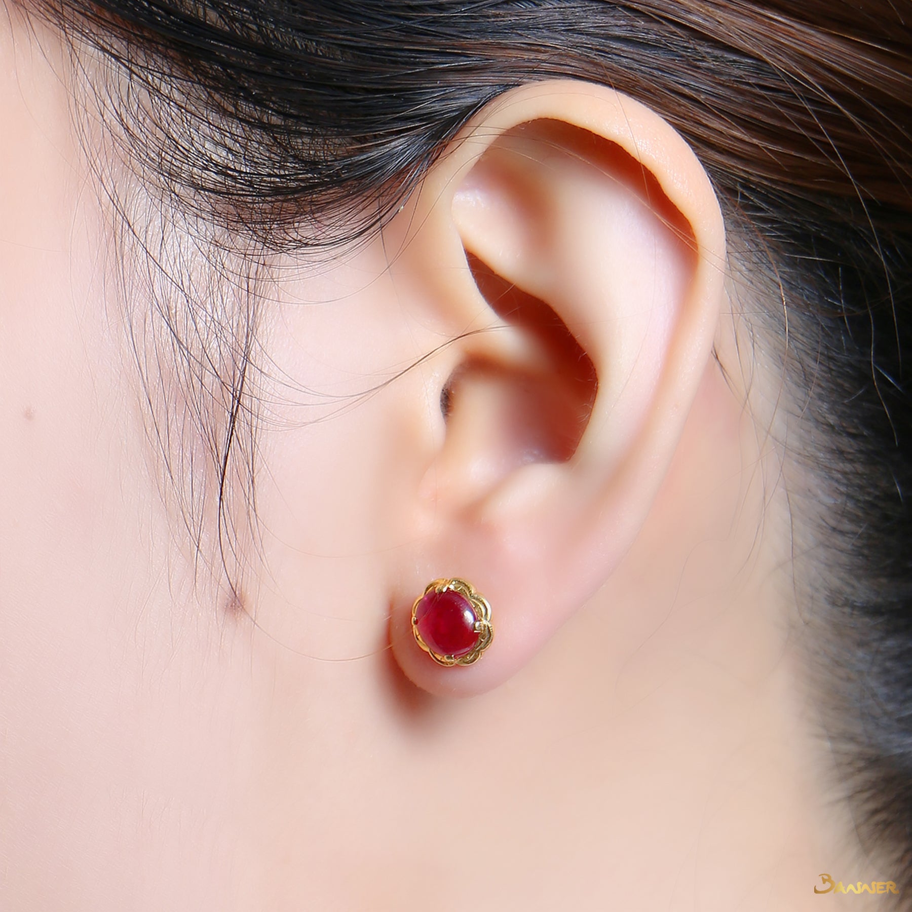 Ruby Cabochon Earrings