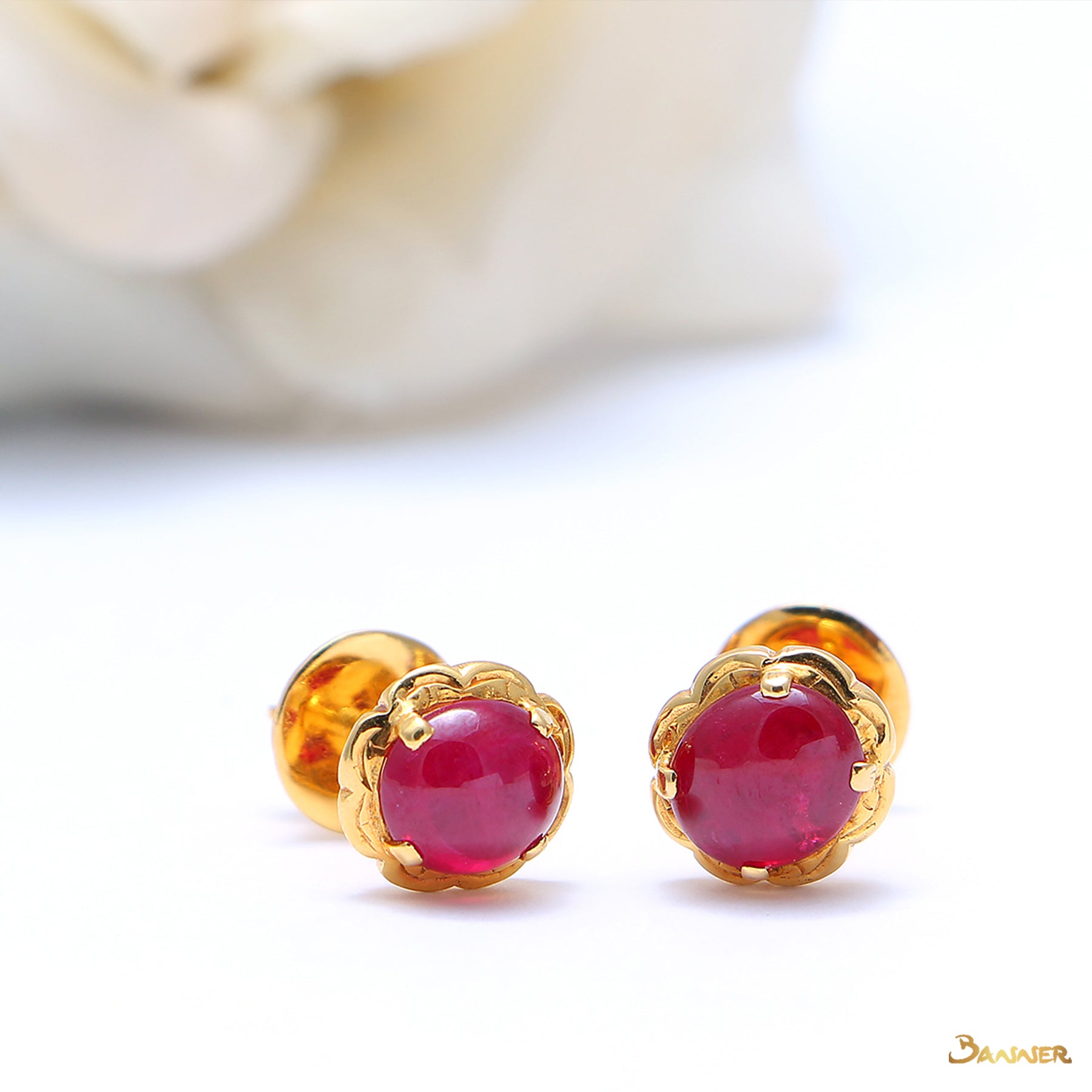 Ruby Cabochon Earrings