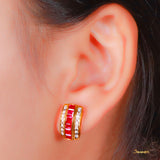 Ruby Emerald Cut Rectangular Shaped Earrings