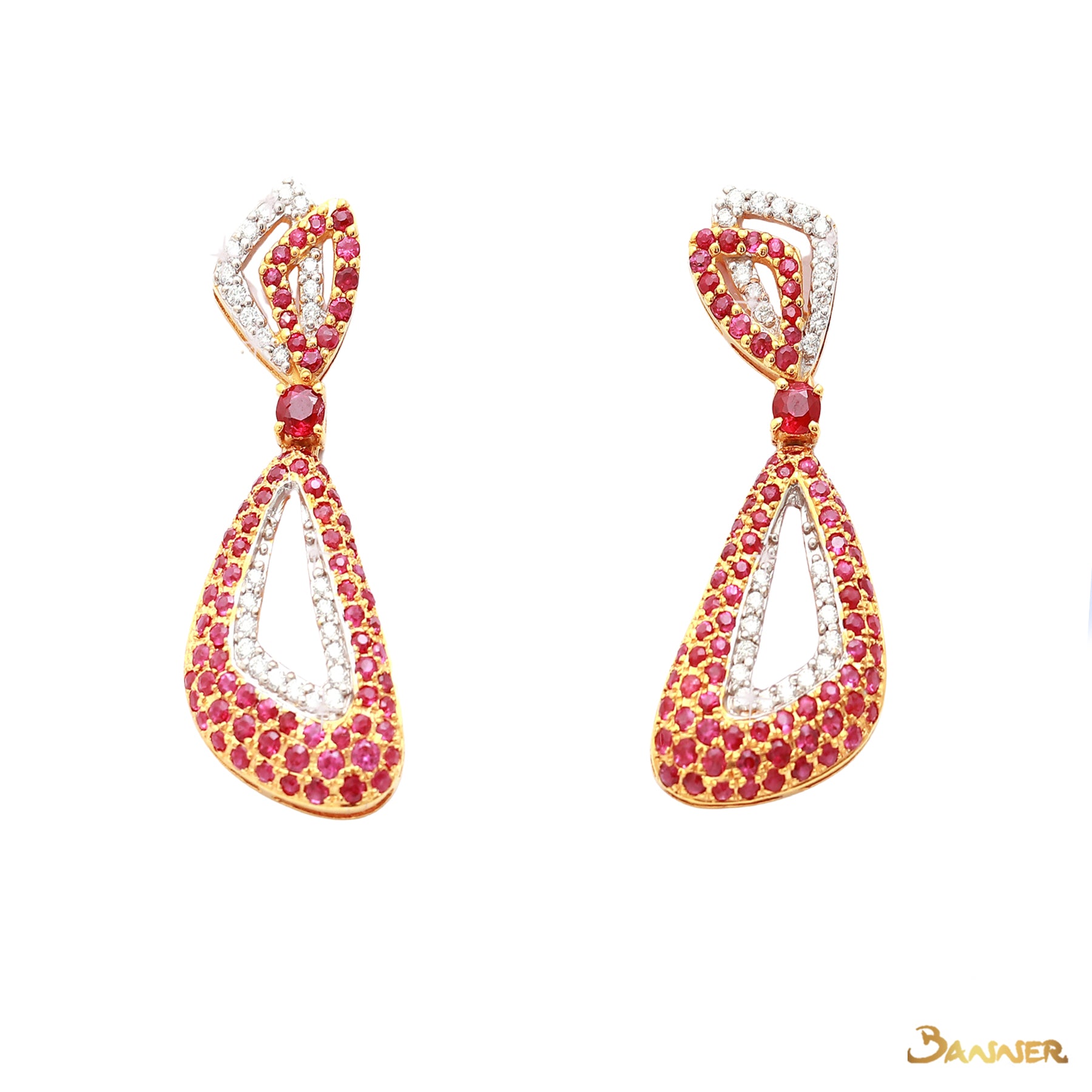 Ruby and Diamond Taung-Pan Earrings