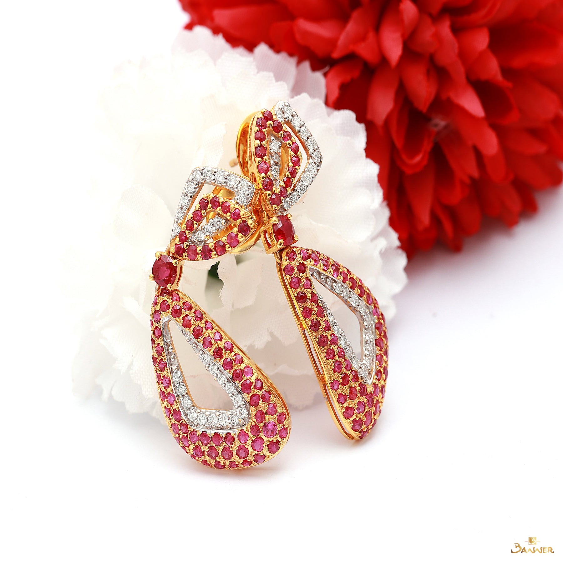 Ruby and Diamond Taung-Pan Earrings